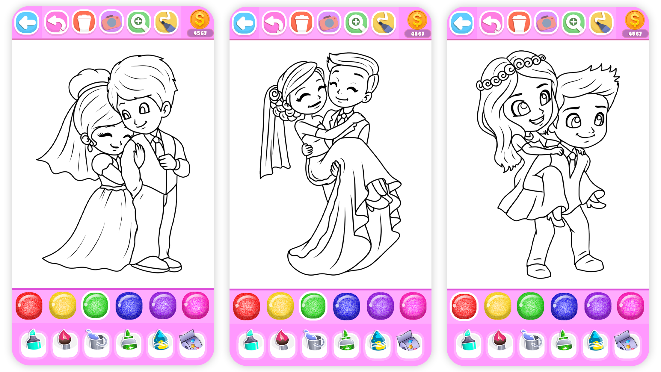 اسکرین شات 7 برنامه Princess Wedding Coloring Game