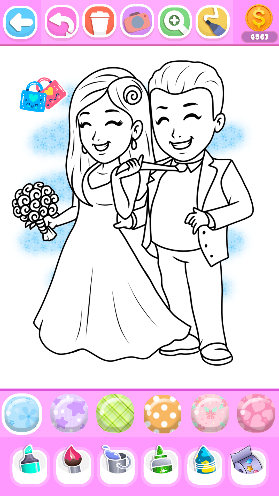 اسکرین شات 4 برنامه Princess Wedding Coloring Game