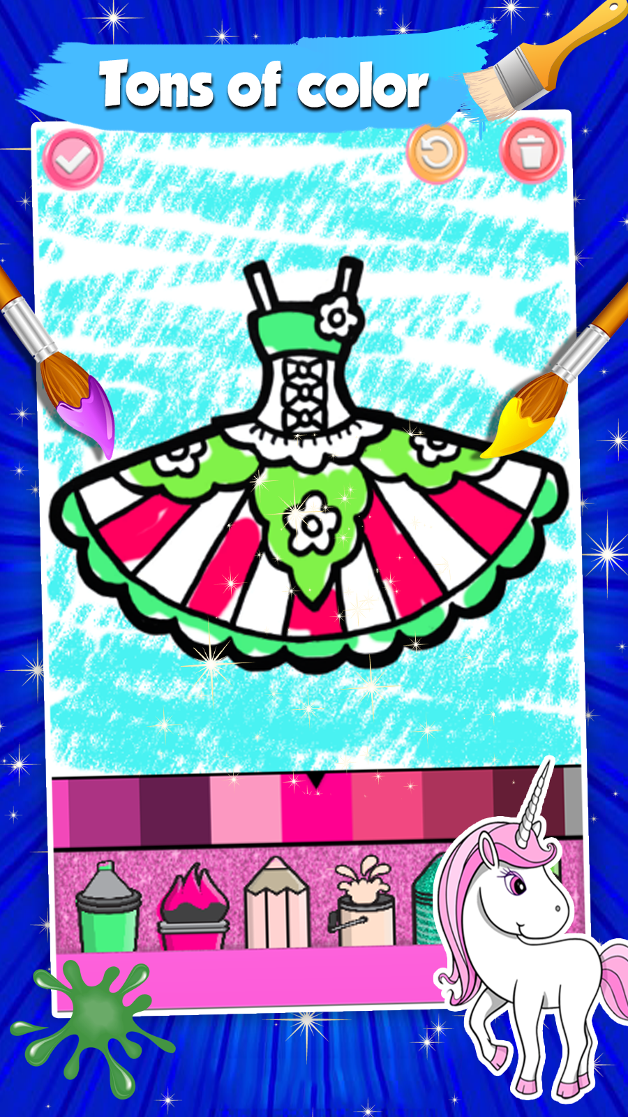 اسکرین شات 5 برنامه Dresses Coloring Book Glitter