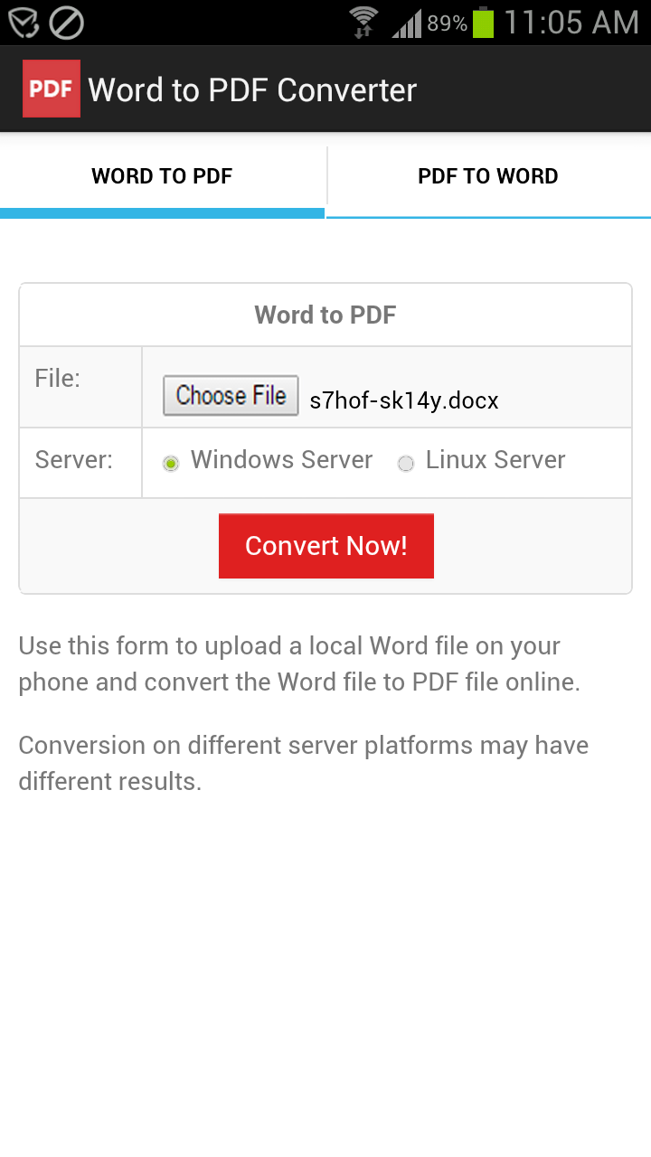 اسکرین شات 1 برنامه Word to PDF Converter