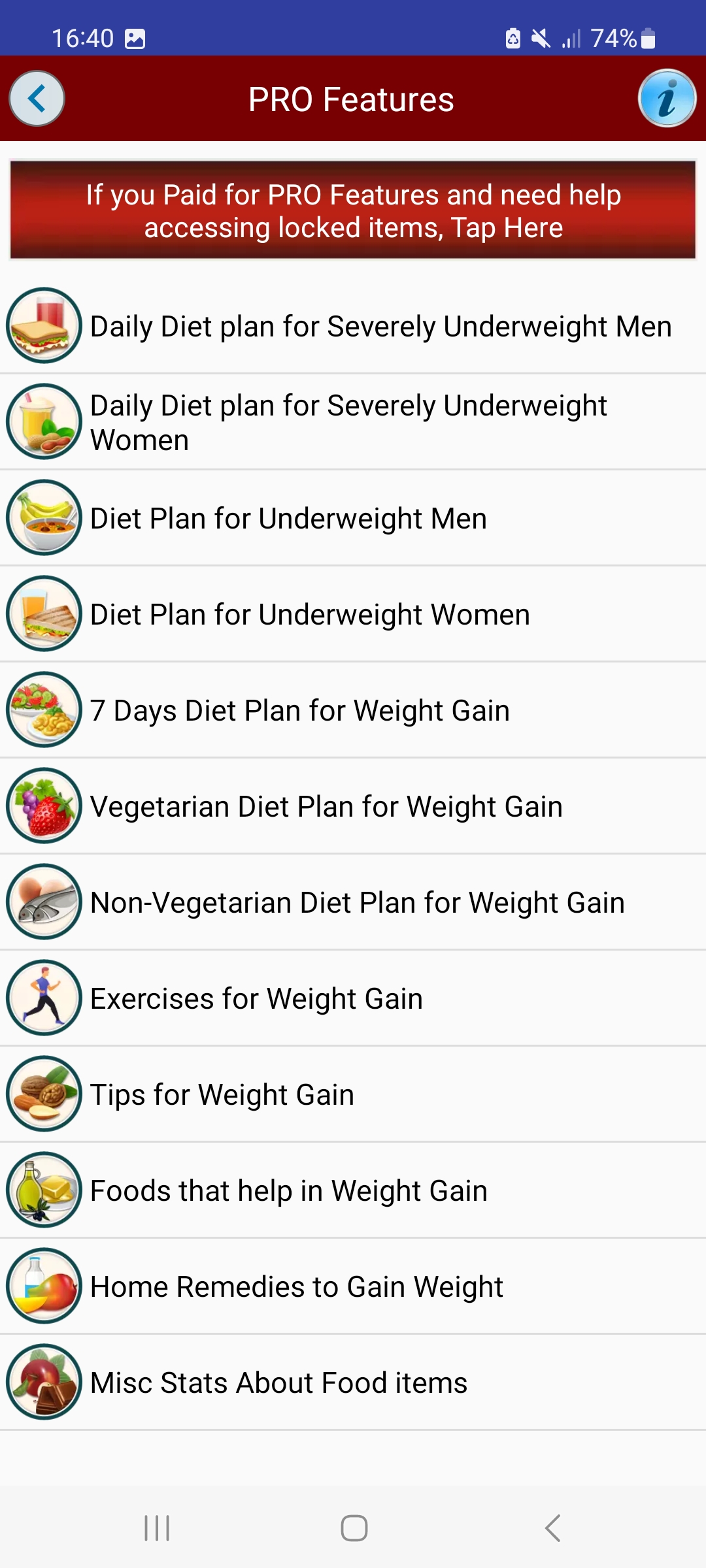 اسکرین شات 4 برنامه Weight Gain Diet Plan & Foods