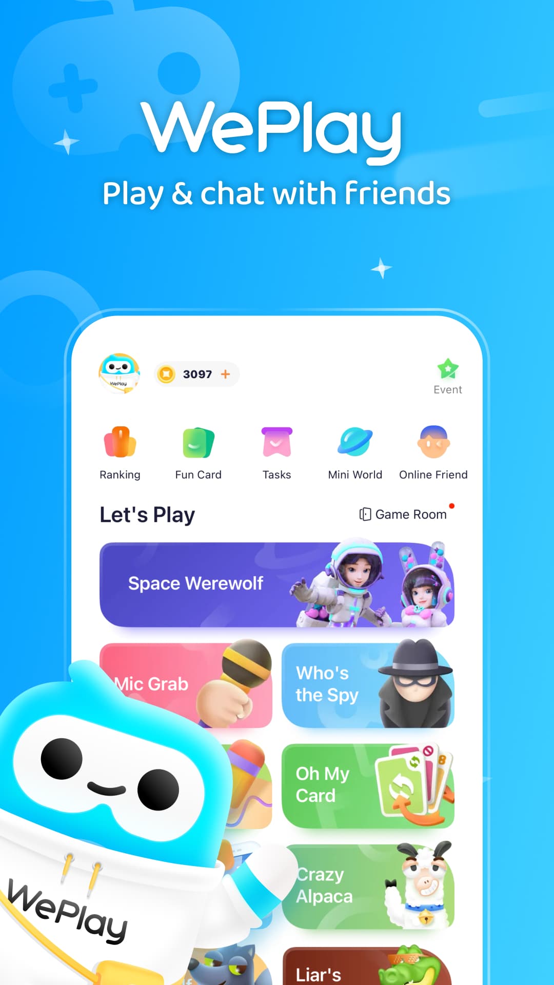 اسکرین شات 1 برنامه WePlay - Party Game & Chat