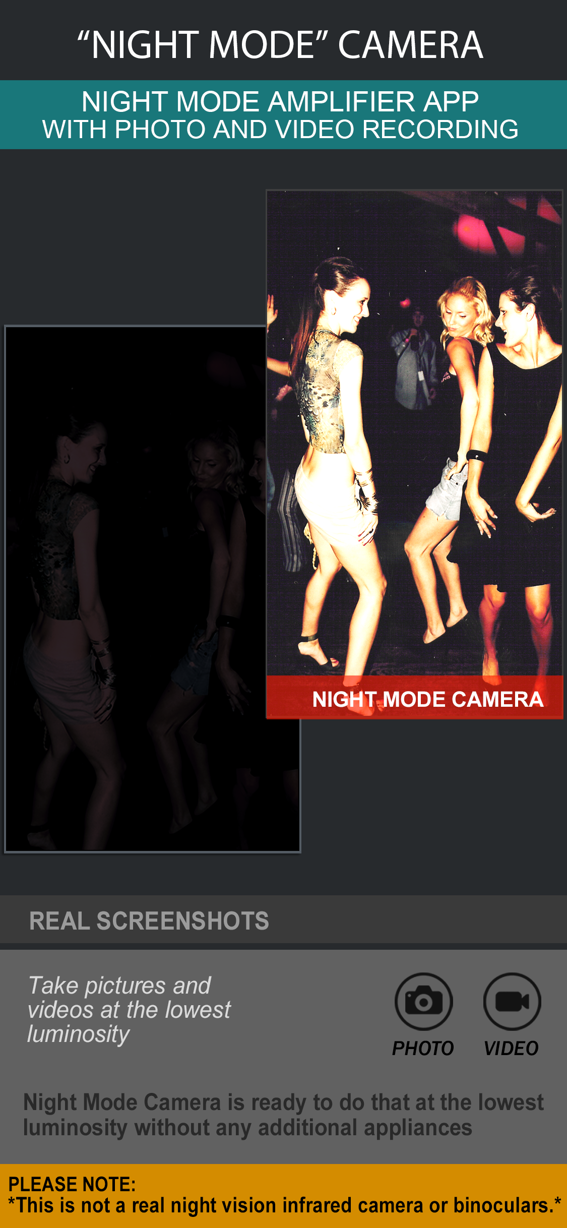 اسکرین شات 1 برنامه Night Mode Camera Photo Video
