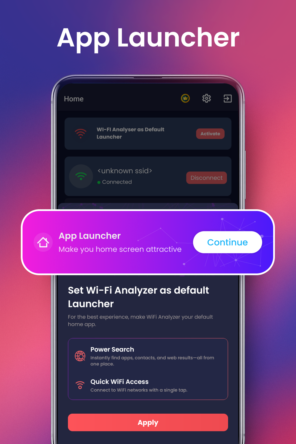 اسکرین شات 1 برنامه WiFi Analyzer & Launcher Tools