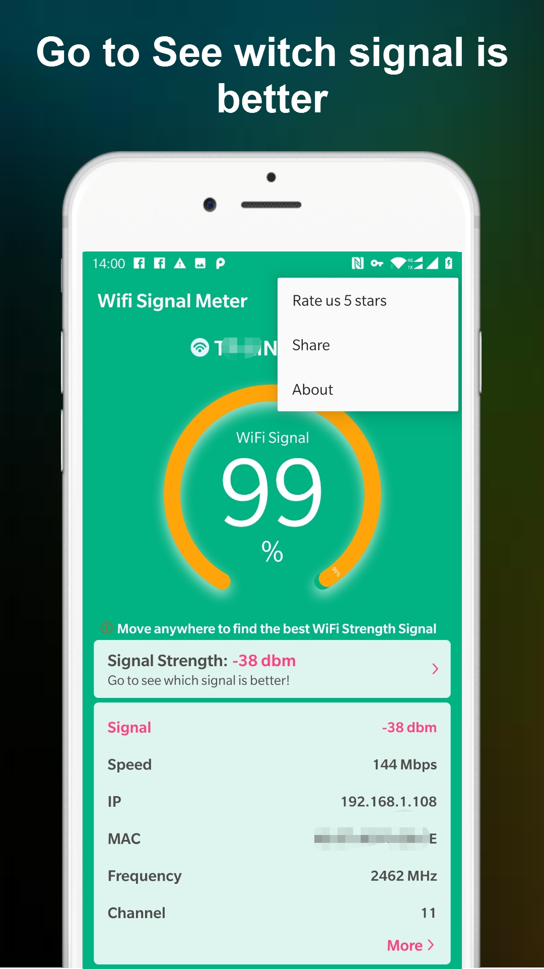 اسکرین شات 5 برنامه WiFi Signal Strength Meter