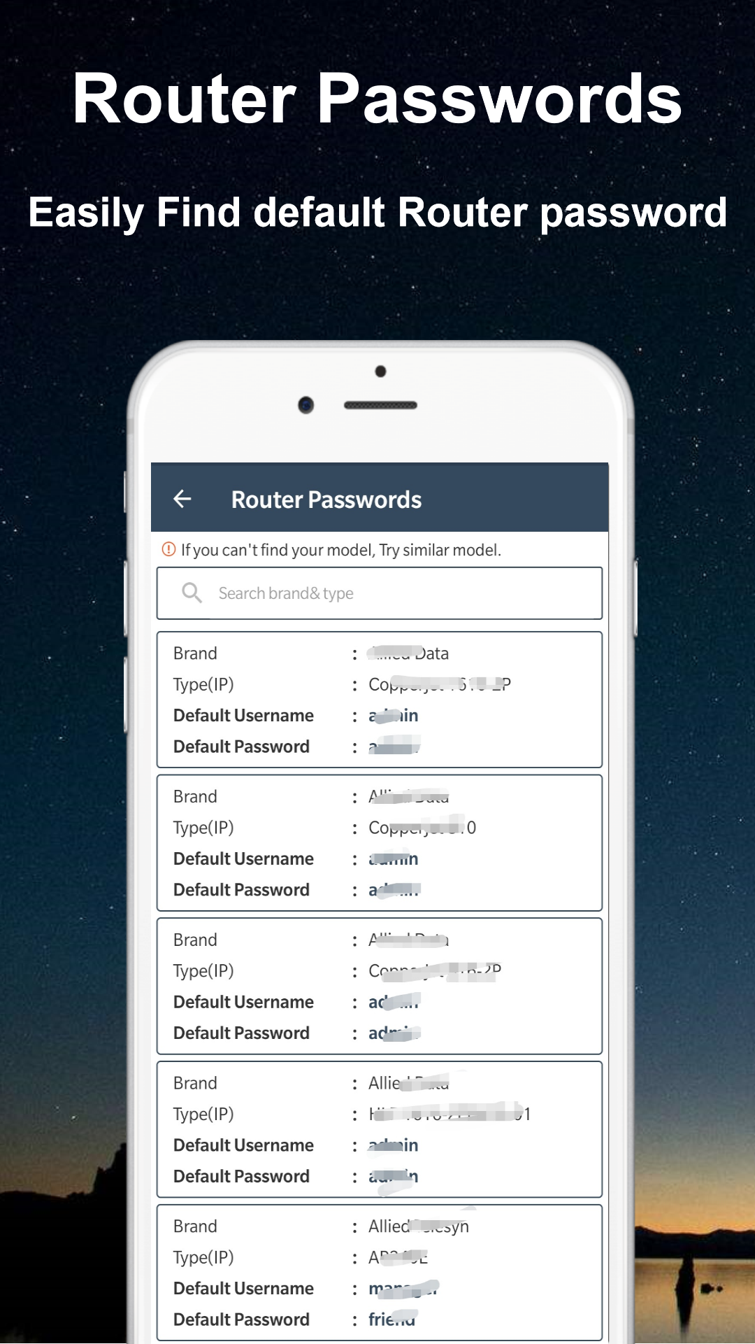 اسکرین شات 2 برنامه Default WiFi Router Passwords