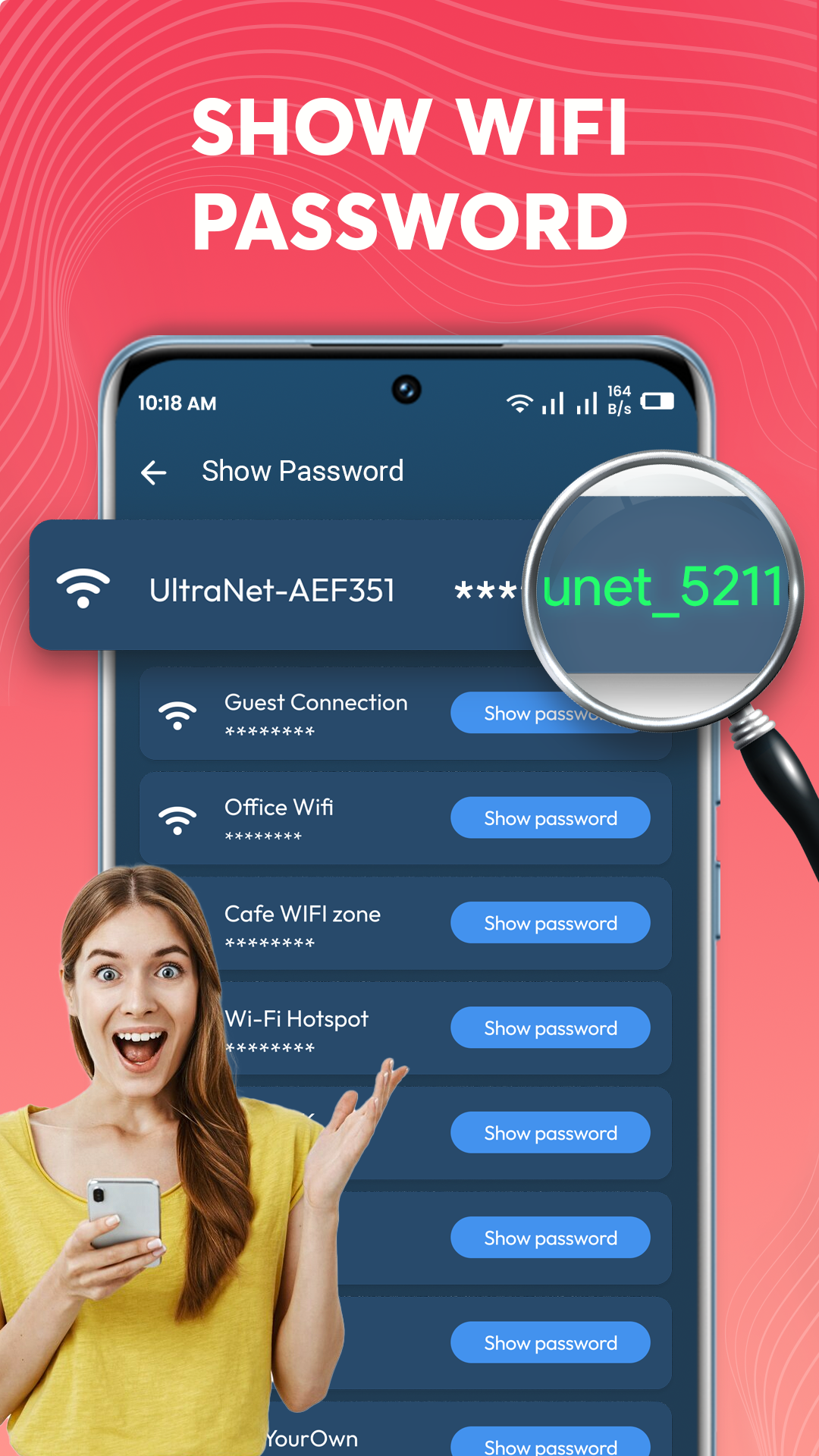 اسکرین شات 1 برنامه WiFi Password Show WiFi Master