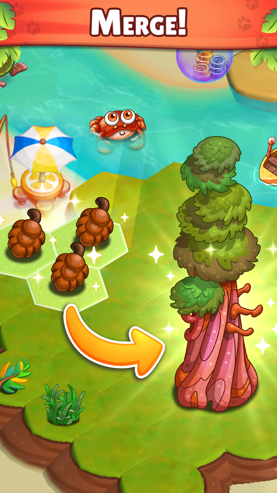 اسکرین شات 1 بازی Paradise Paws: Merge Animals