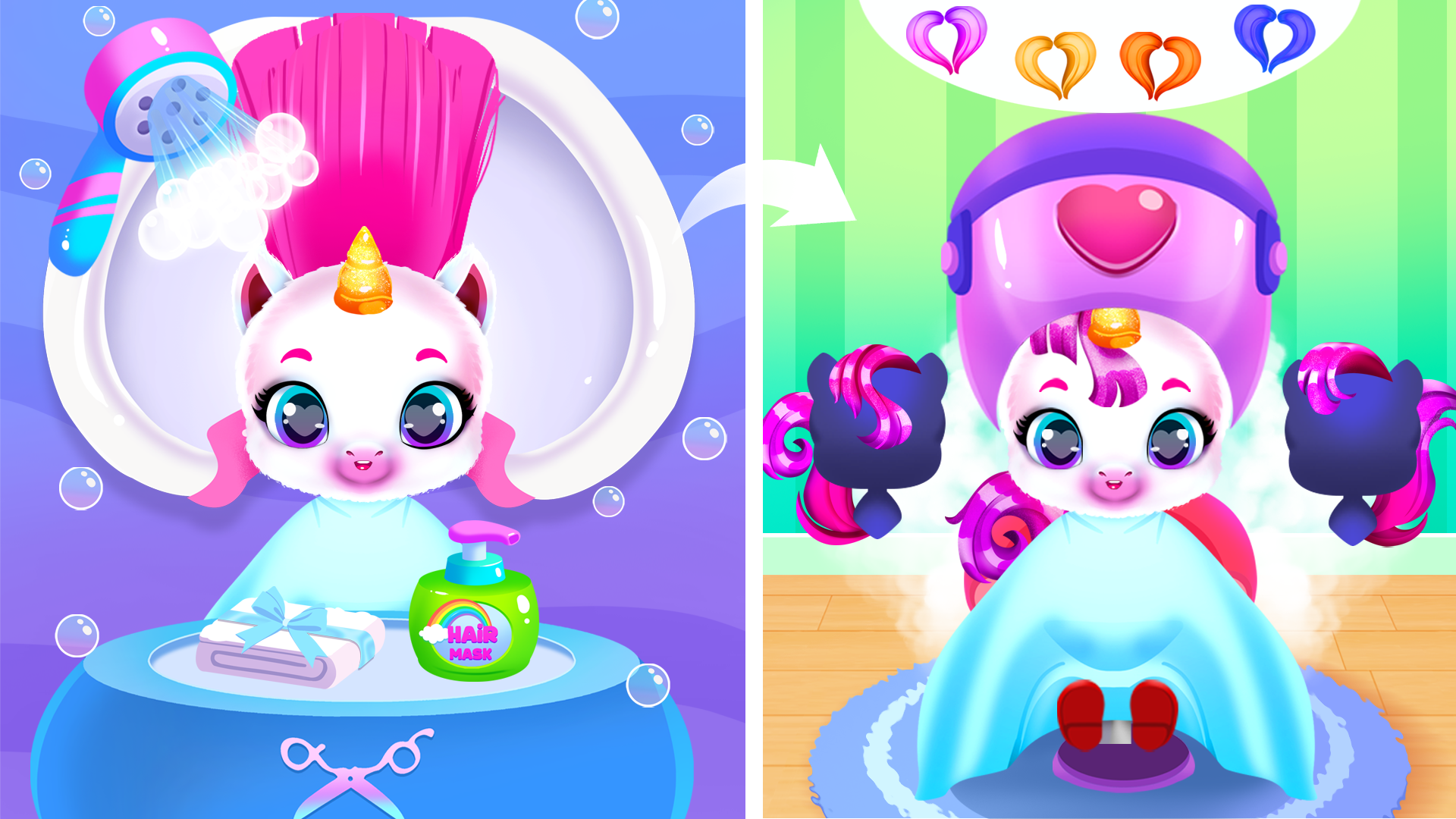 اسکرین شات 3 برنامه My Unicorn Hair Salon and Care