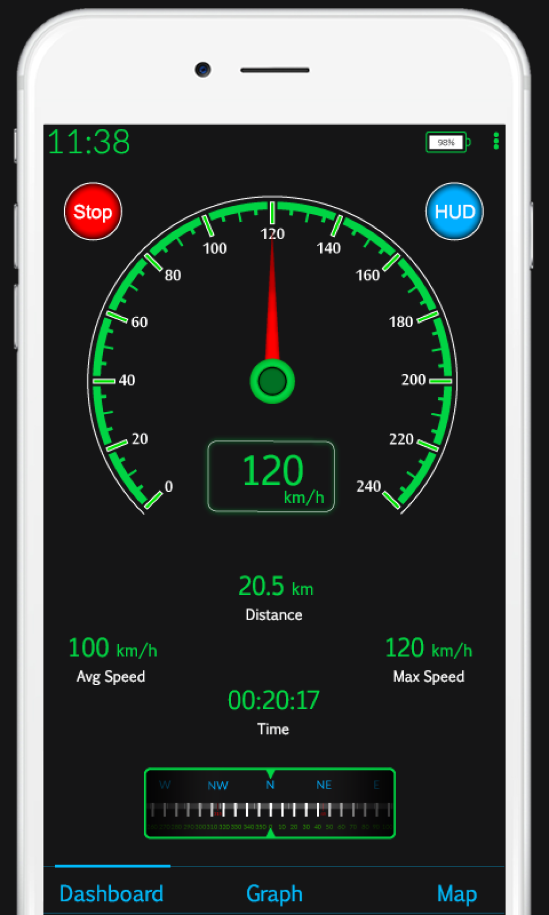اسکرین شات 2 برنامه GPS Speedometer HUD - Odometer