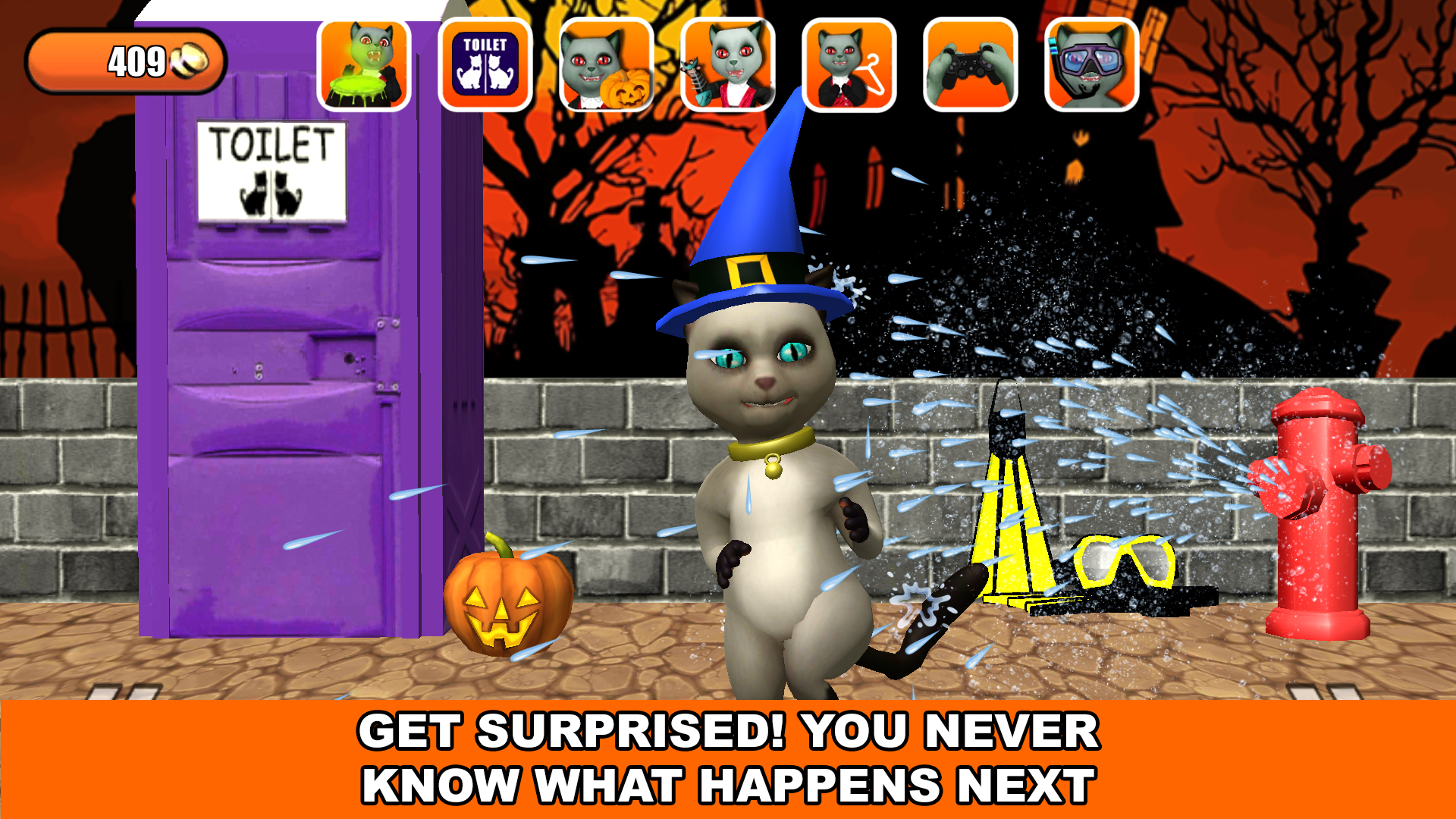 اسکرین شات 3 برنامه Talking Cat Leo Halloween Fun