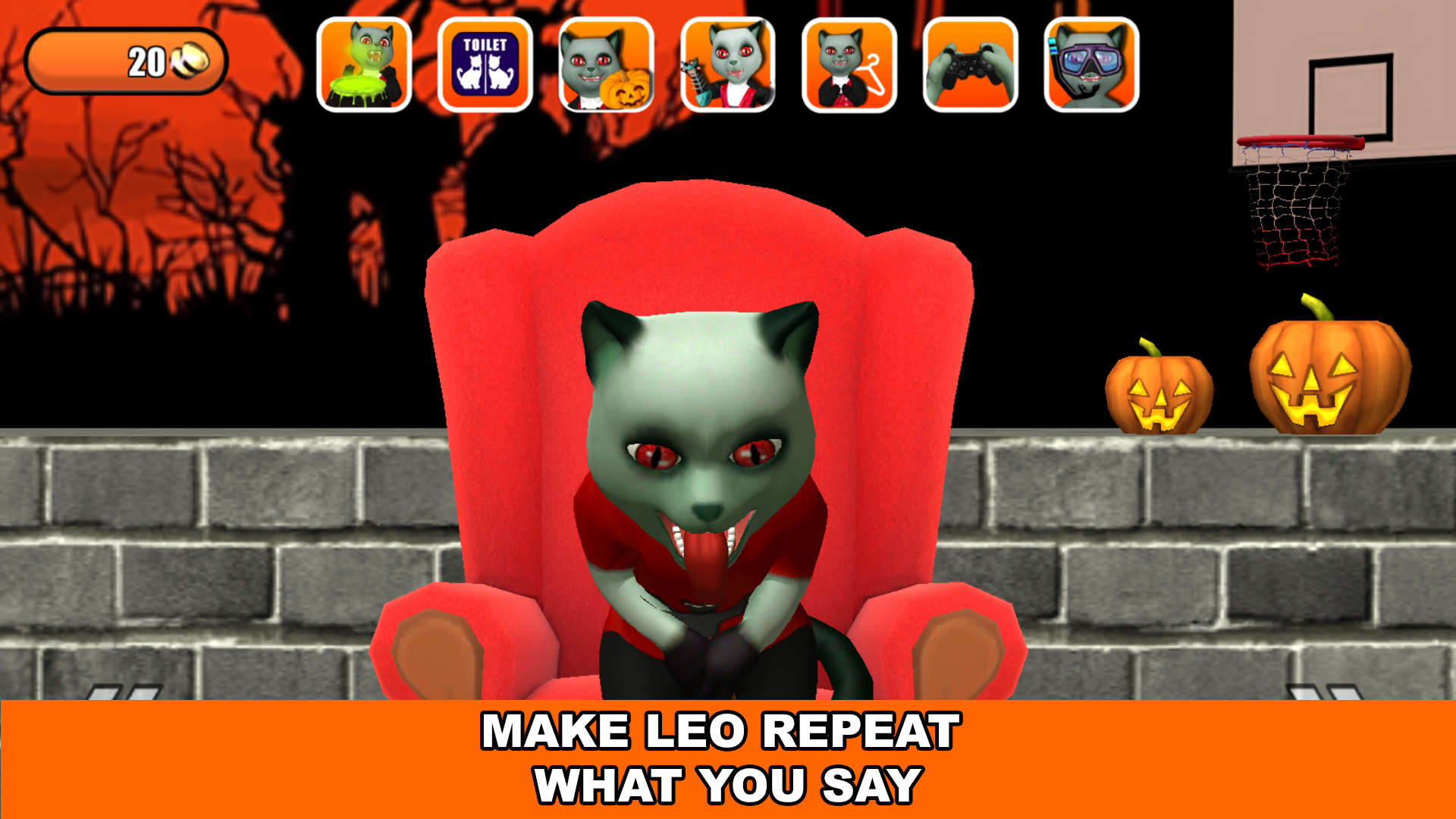 اسکرین شات 7 برنامه Talking Cat Leo Halloween Fun