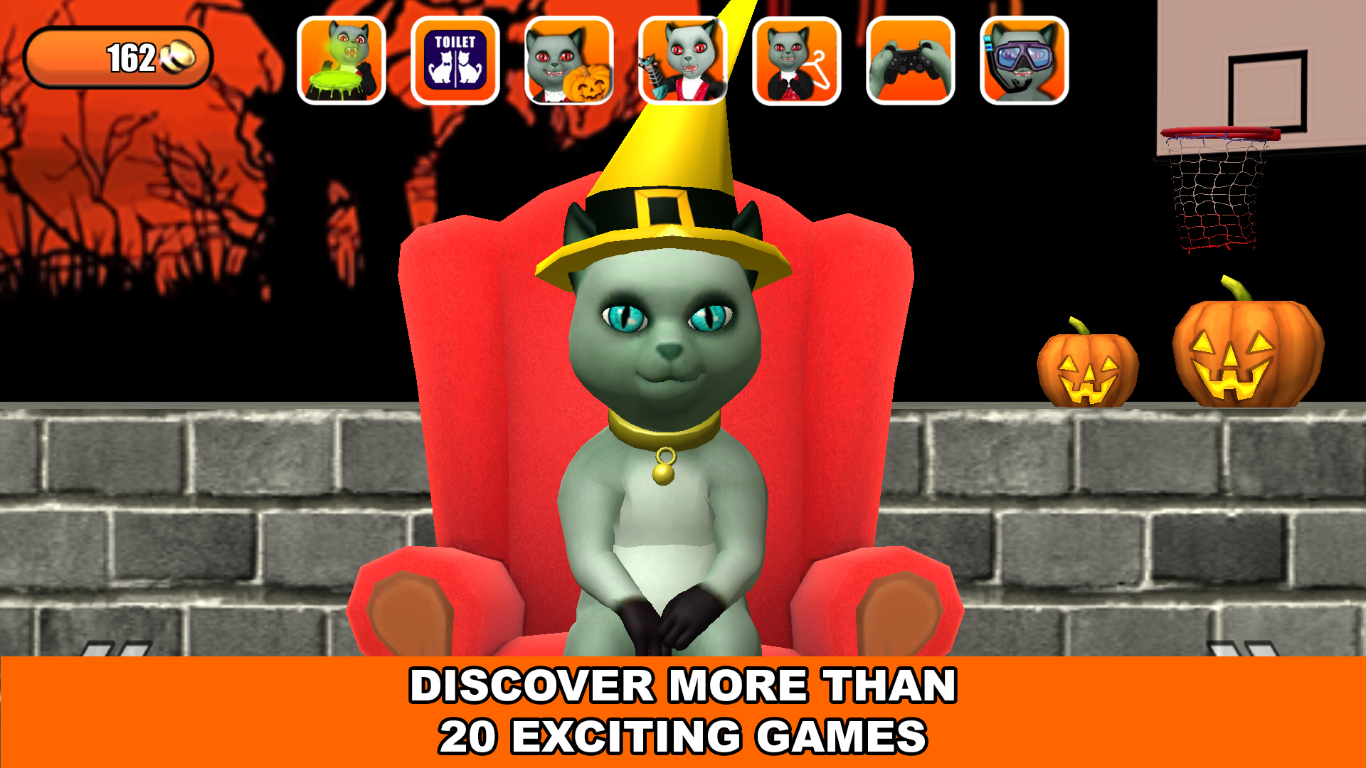 اسکرین شات 2 برنامه Talking Cat Leo Halloween Fun