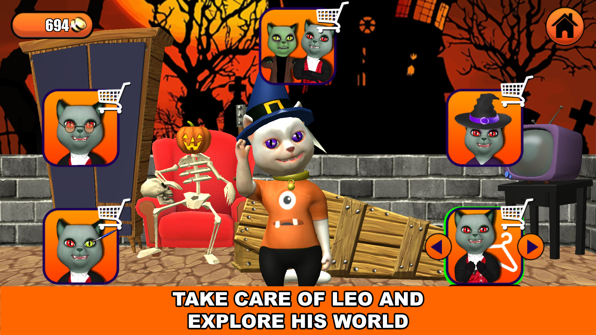 اسکرین شات 8 برنامه Talking Cat Leo Halloween Fun