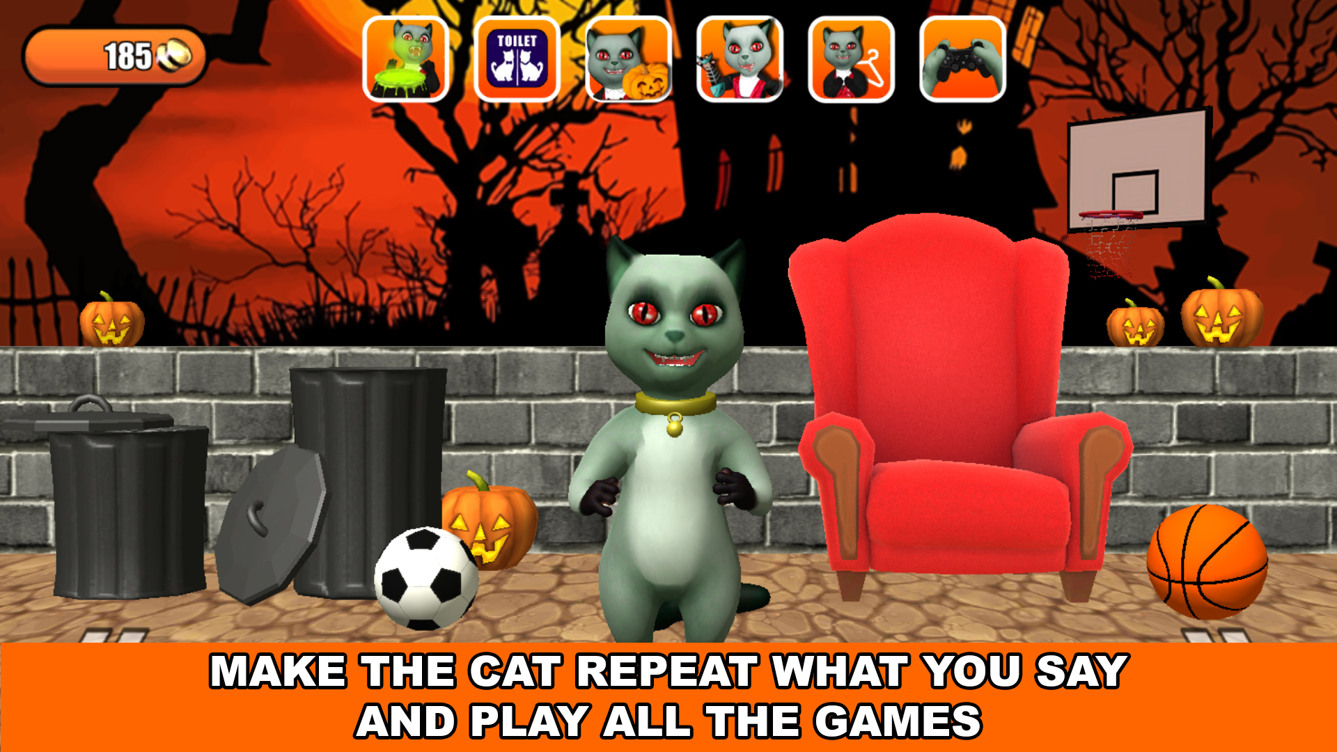 اسکرین شات 1 برنامه Talking Cat Leo Halloween Fun