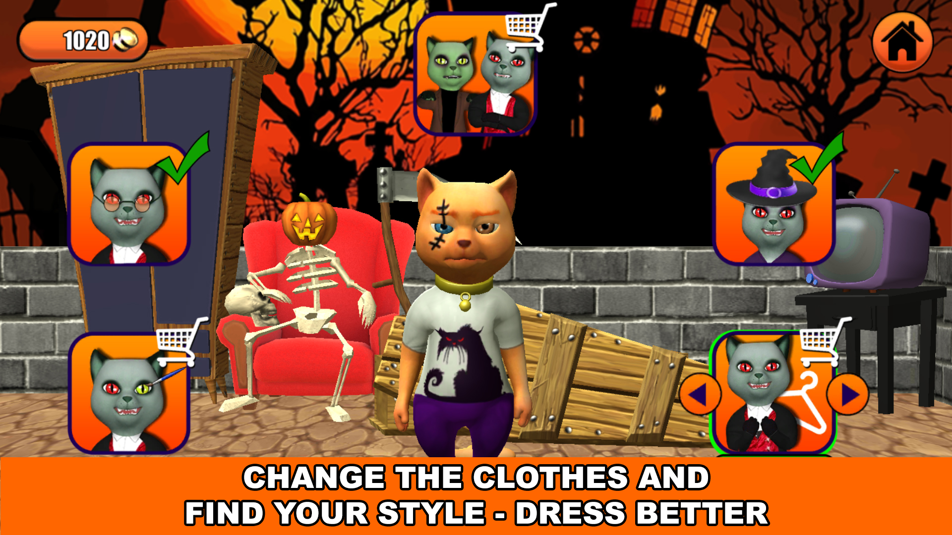 اسکرین شات 5 برنامه Talking Cat Leo Halloween Fun
