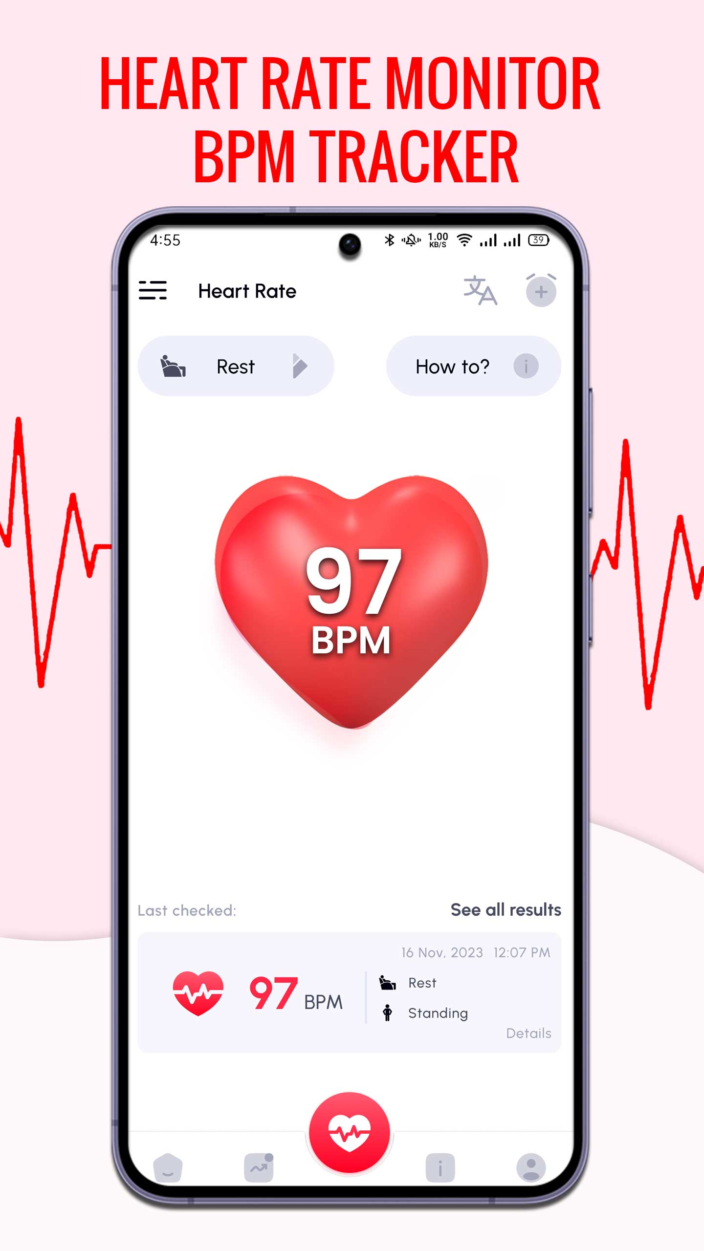 اسکرین شات 4 برنامه Heart Rate Monitor BPM Tracker