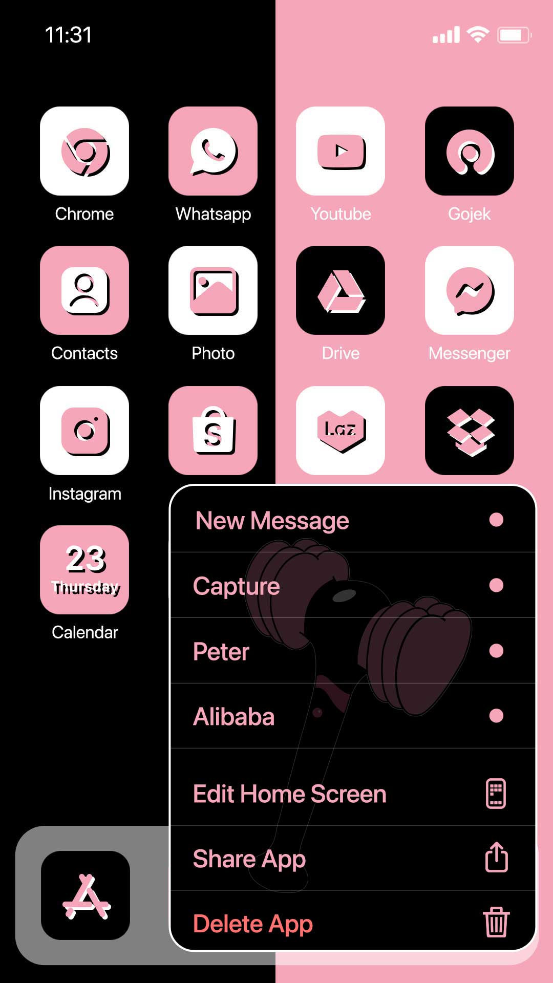 اسکرین شات 6 برنامه Wow DarkPink Theme - Icon Pack