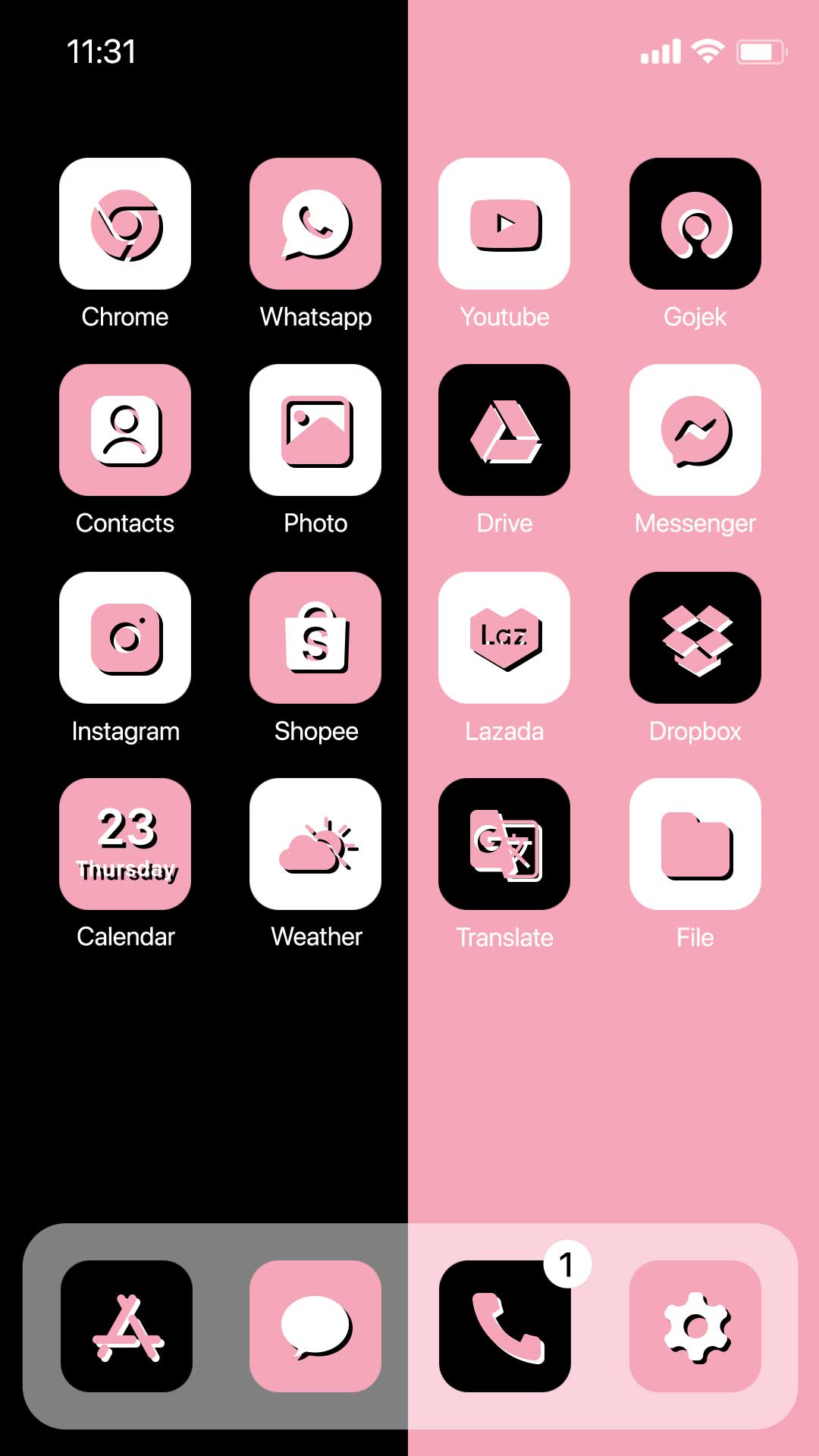 اسکرین شات 2 برنامه Wow DarkPink Theme - Icon Pack