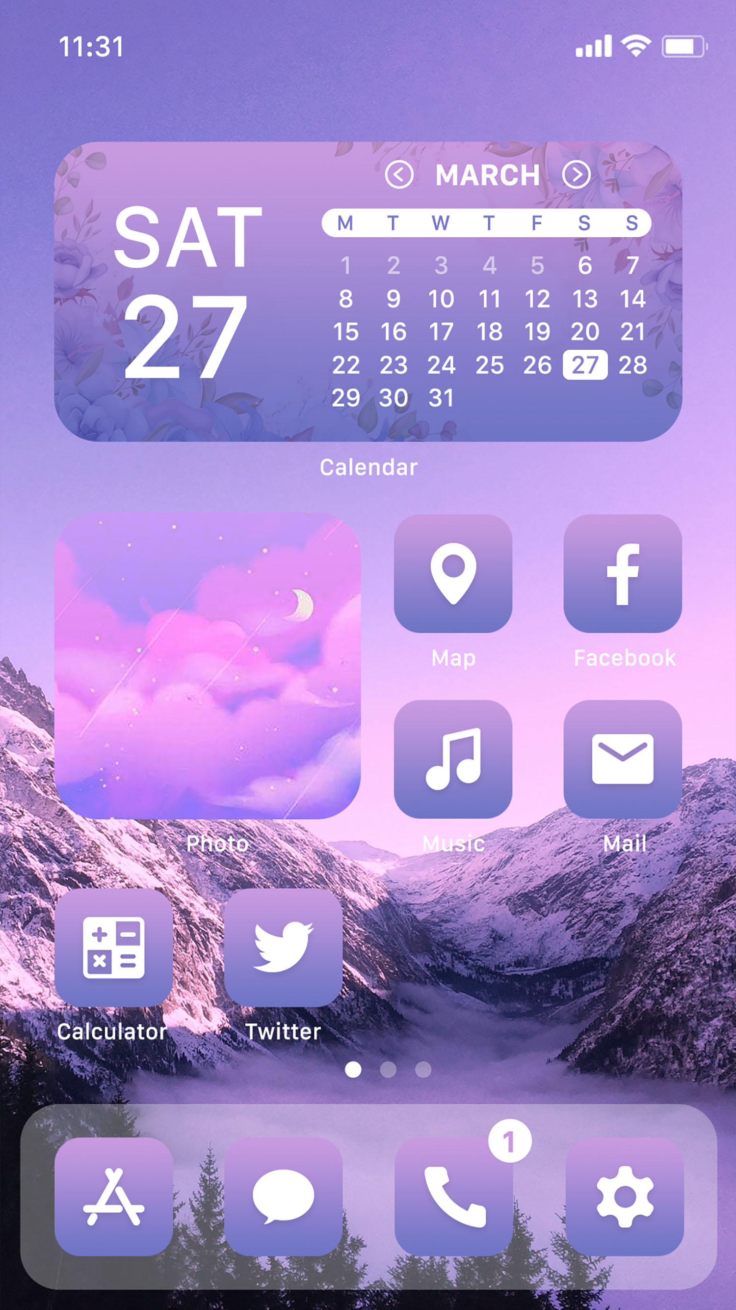 اسکرین شات 1 برنامه Wow Lavender Light - Icon Pack