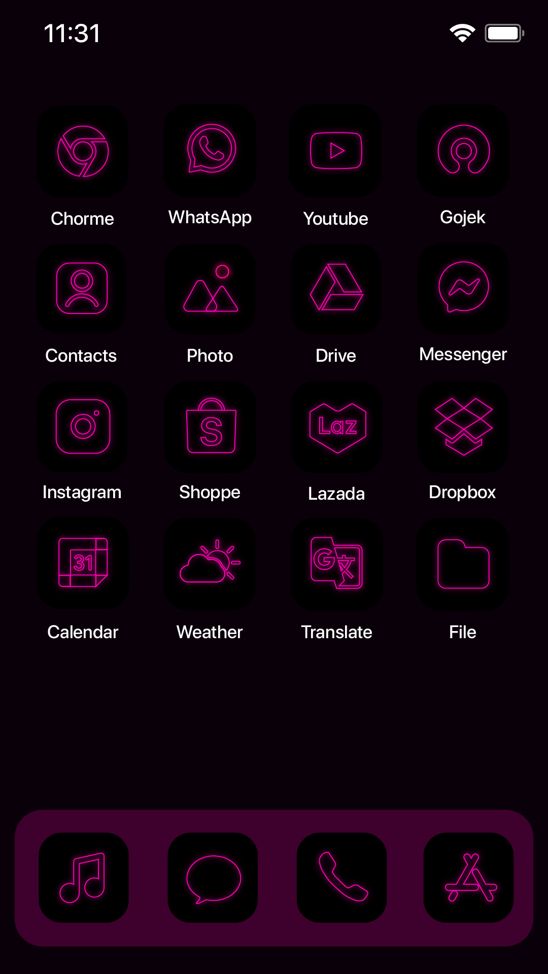 اسکرین شات 2 برنامه Wow Pink Neon Theme, Icon Pack