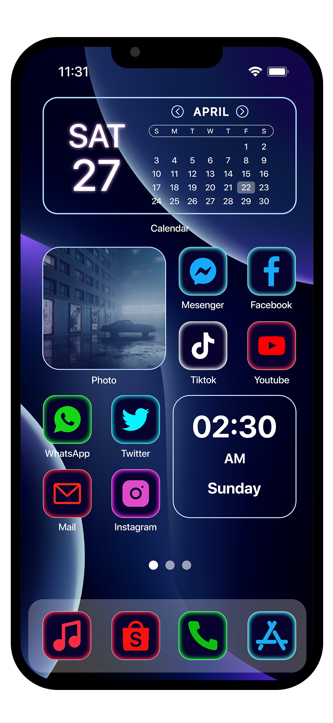اسکرین شات 1 برنامه Wow Glow Theme - Icon Pack
