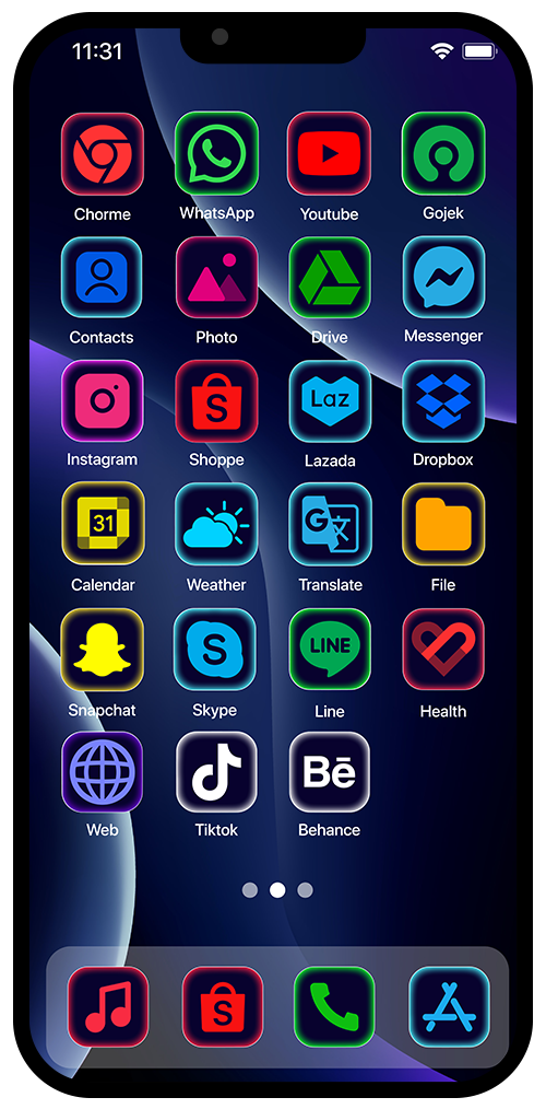 اسکرین شات 2 برنامه Wow Glow Theme - Icon Pack