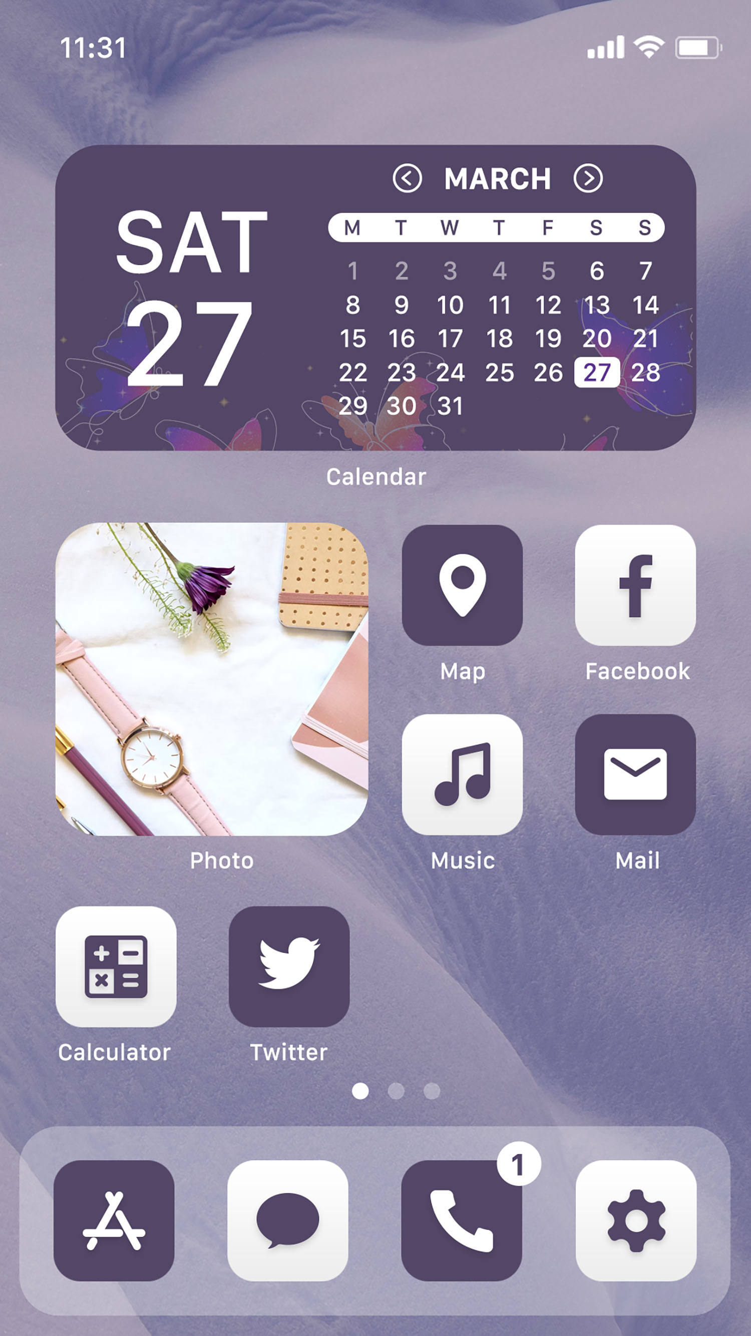 اسکرین شات 1 برنامه Wow Violet Theme - Icon Pack