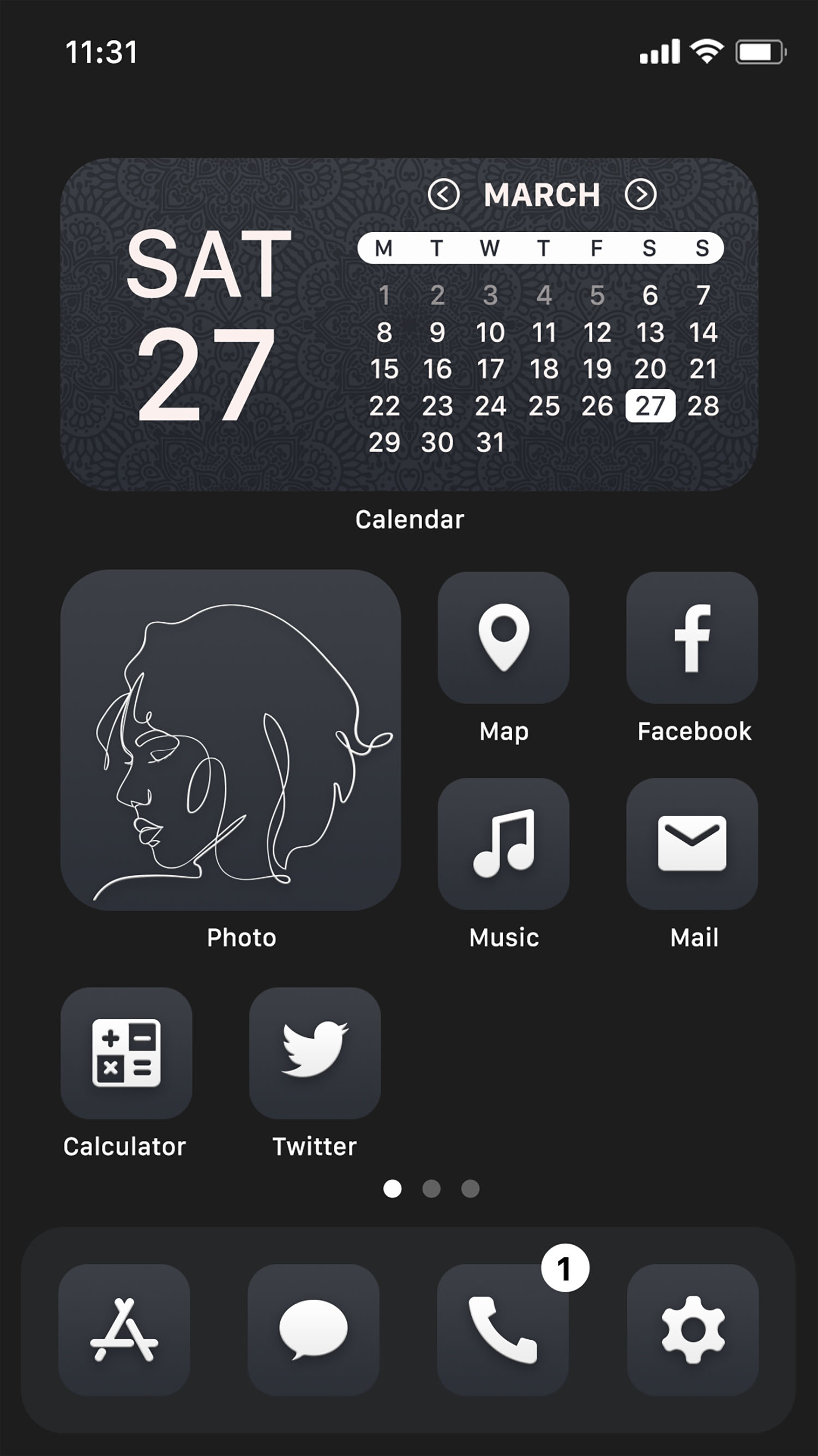اسکرین شات 1 برنامه Wow Black Theme  - Icon Pack
