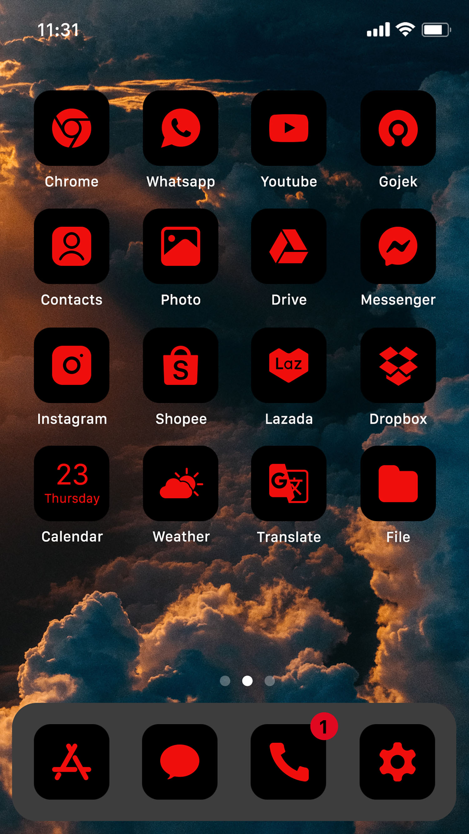 اسکرین شات 2 برنامه Wow Red Black Theme, Icon Pack