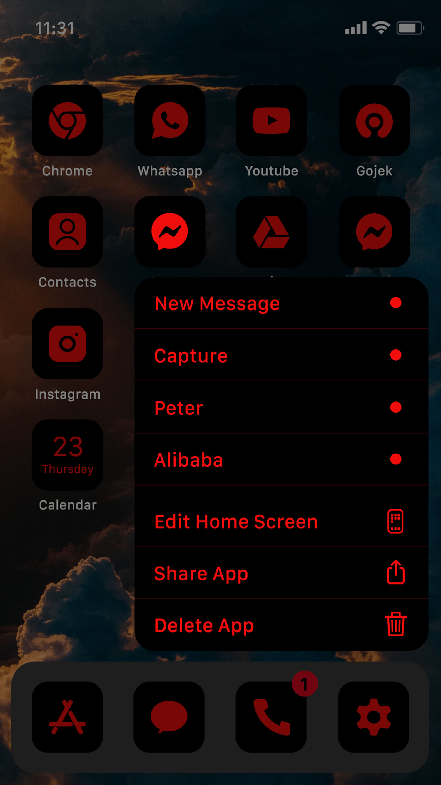 اسکرین شات 6 برنامه Wow Red Black Theme, Icon Pack