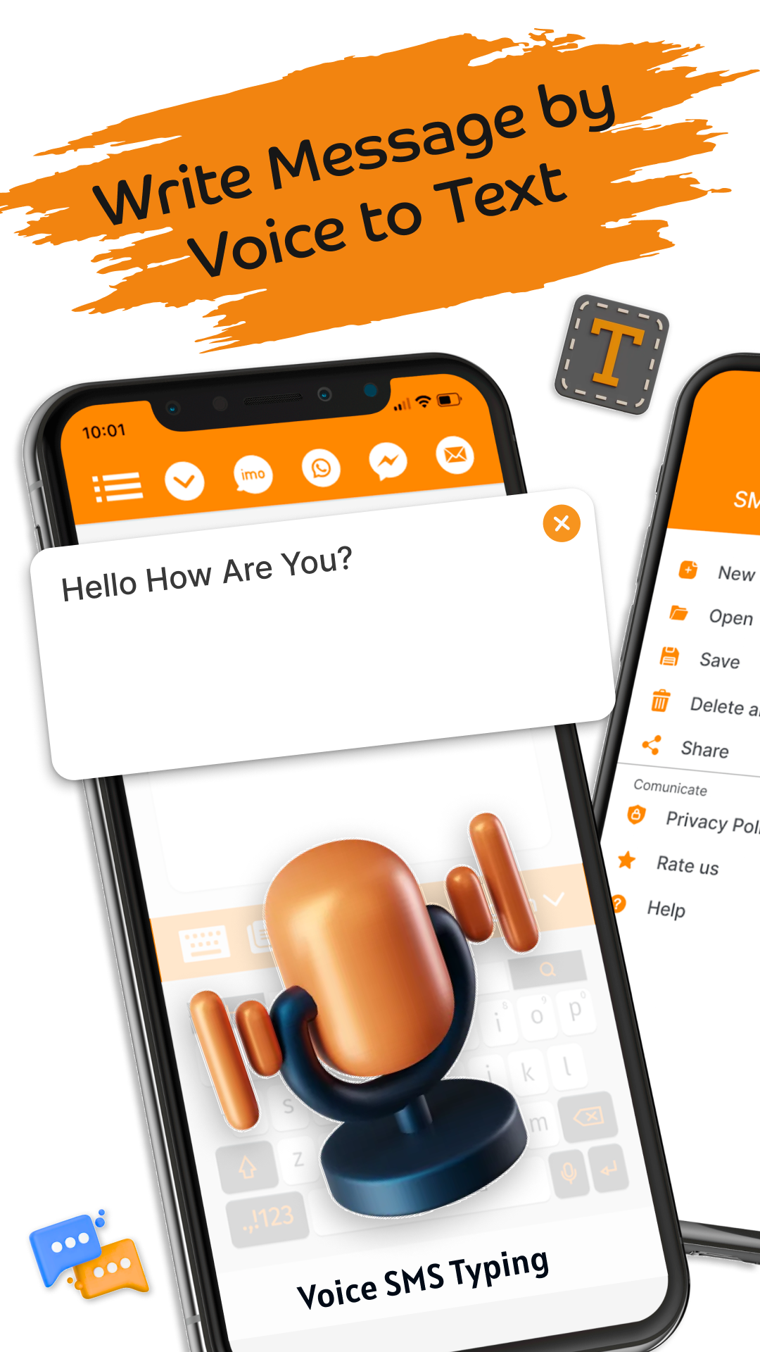 اسکرین شات 3 برنامه SMS by Voice: Speech to Text