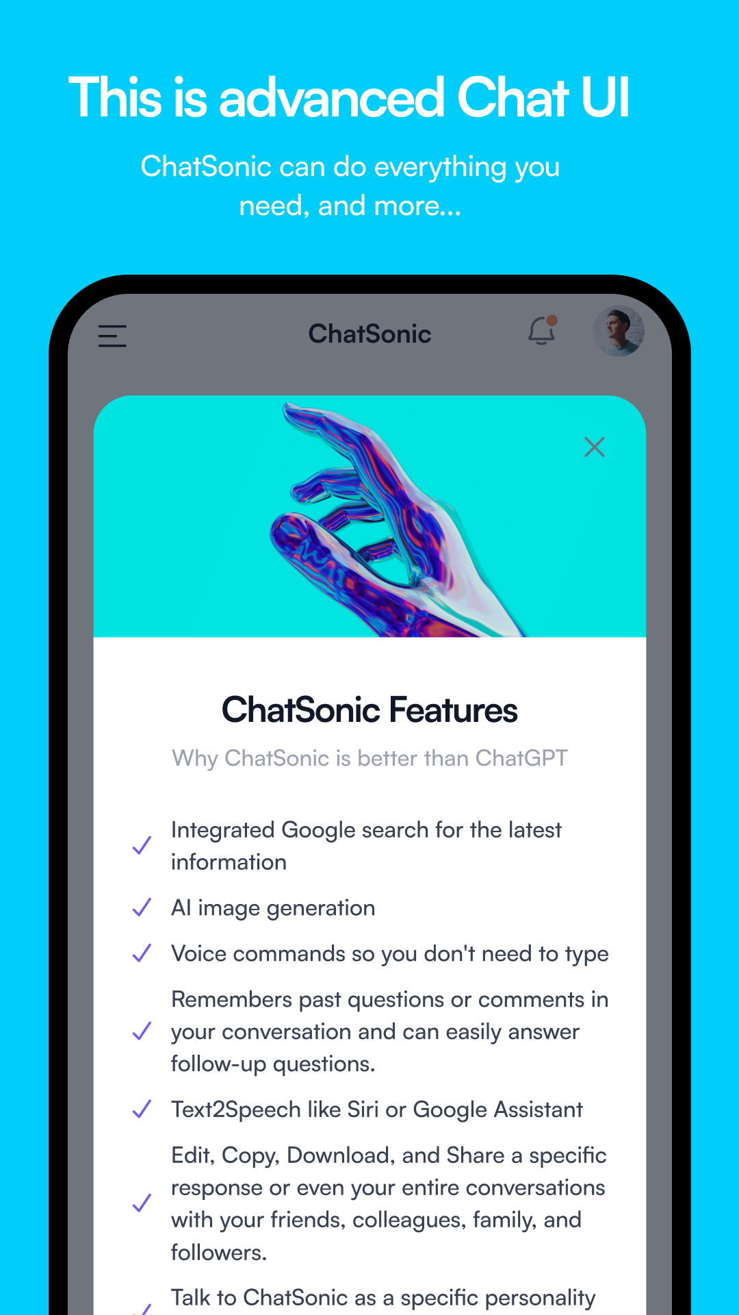 اسکرین شات 4 برنامه Chatsonic - AI Chatbot