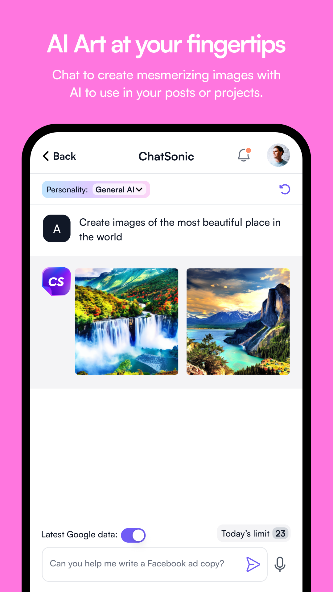 اسکرین شات 3 برنامه Chatsonic - AI Chatbot