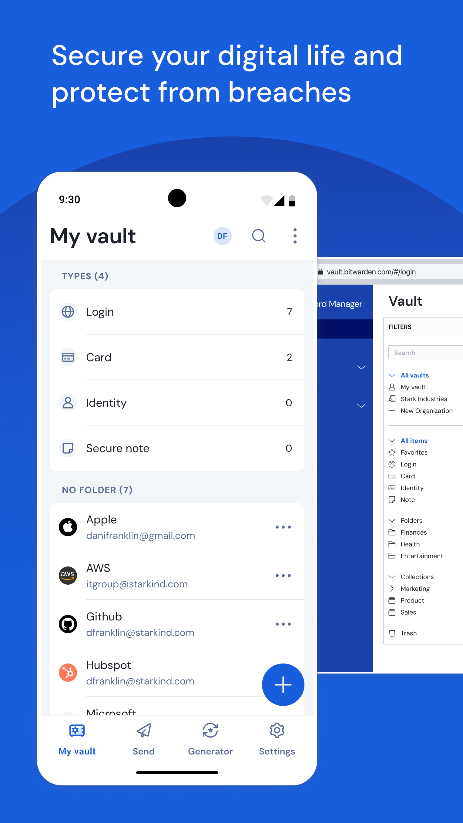اسکرین شات 3 برنامه Bitwarden Password Manager