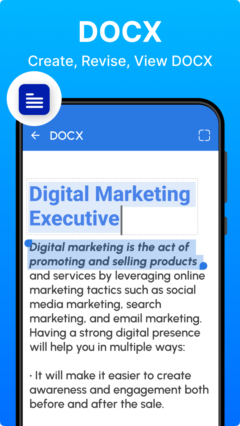 اسکرین شات 2 برنامه Docx Reader - Word, PDF, XLSX
