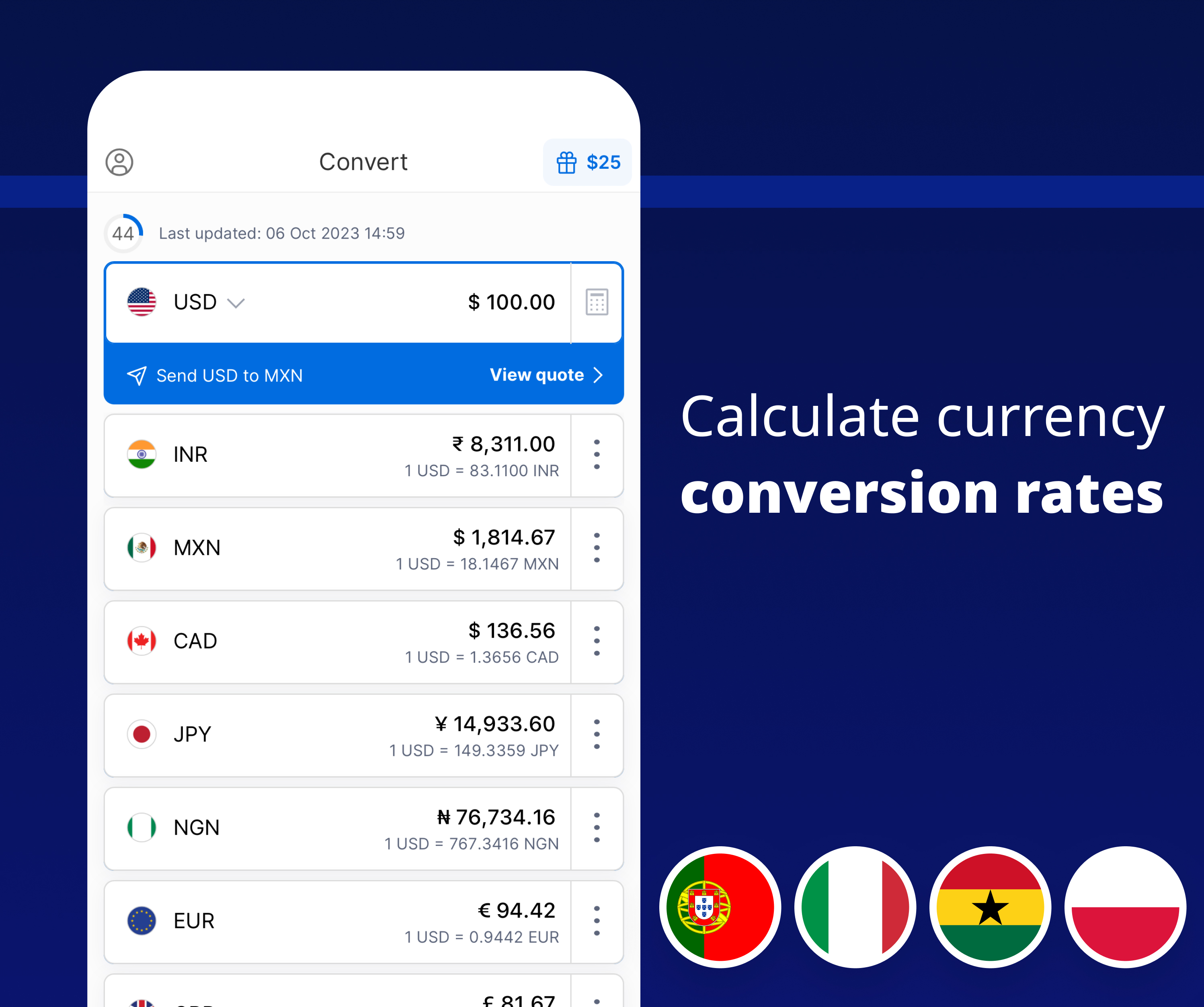 اسکرین شات 2 برنامه Xe Money Transfer & Converter
