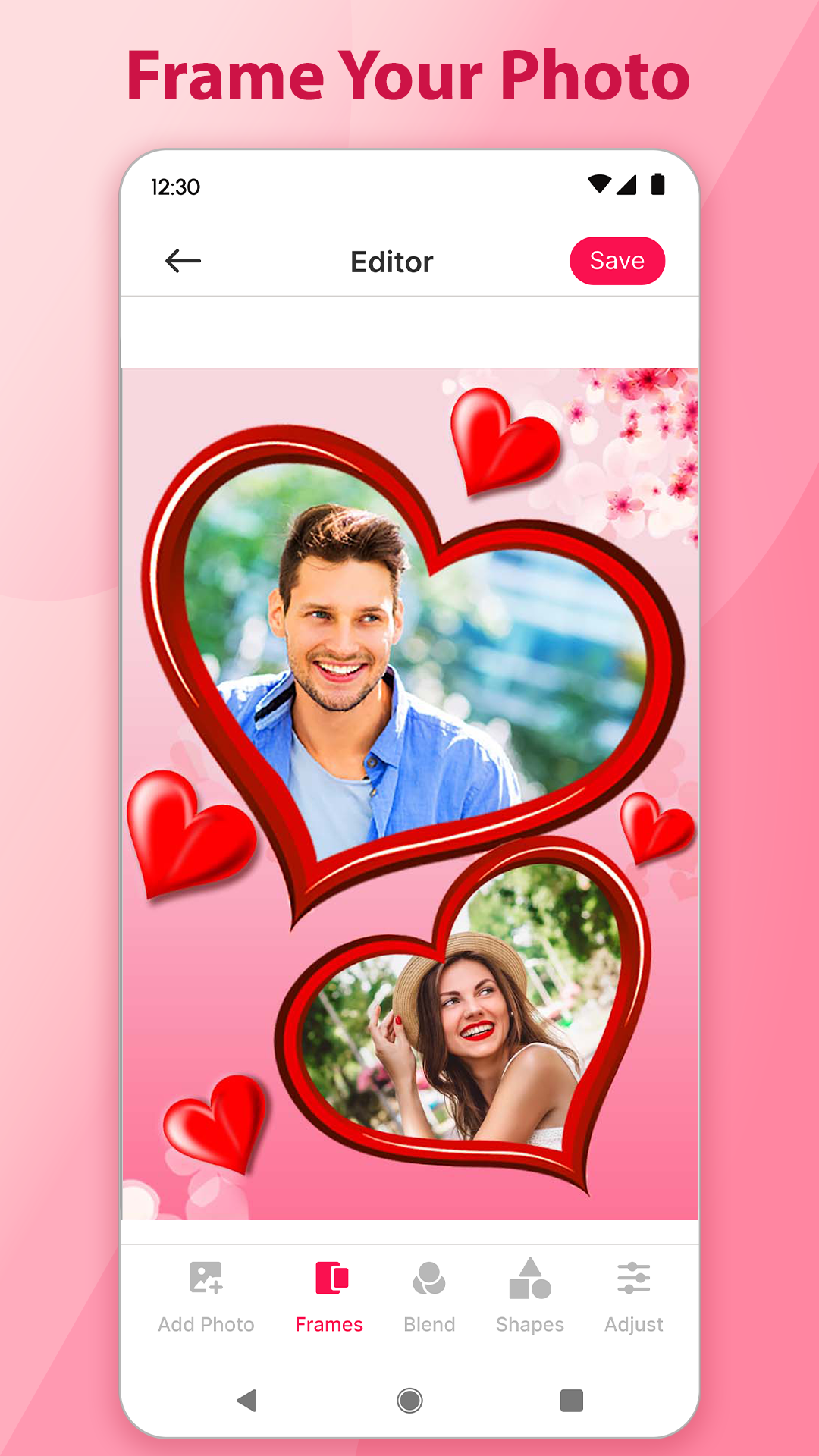 اسکرین شات 1 برنامه Romantic Frames & Photo Editor