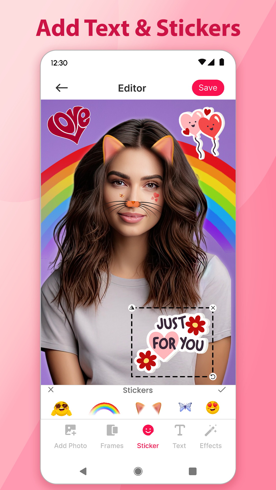اسکرین شات 3 برنامه Romantic Frames & Photo Editor