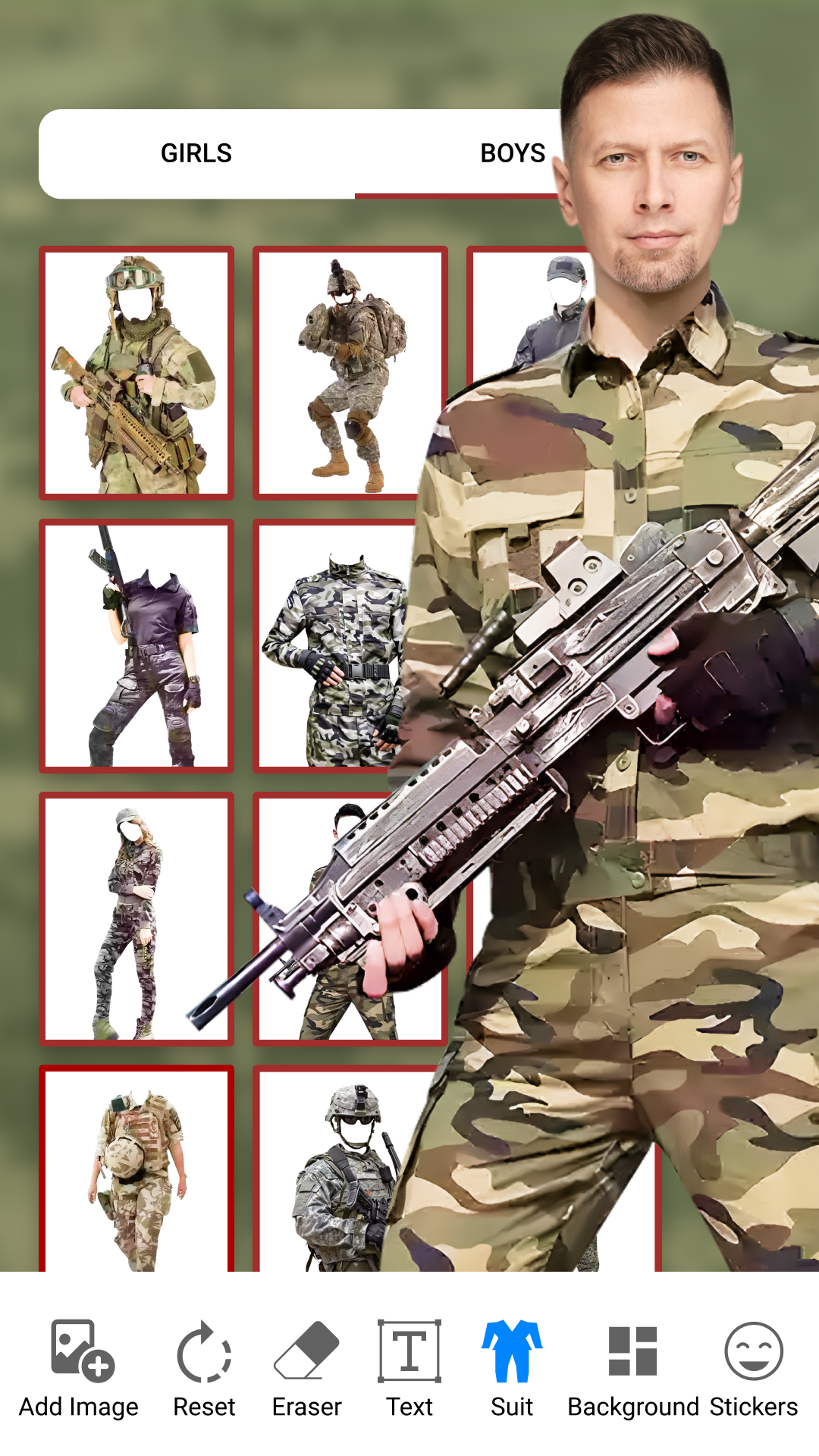 اسکرین شات 4 برنامه Army Photo Suit Editor