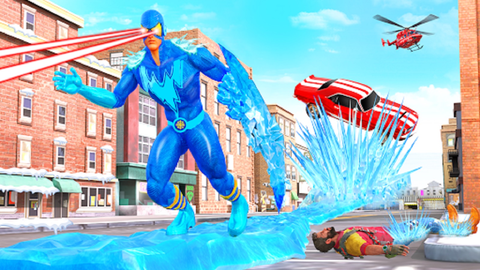 اسکرین شات 5 برنامه Flying Ice hero Robot: Speed Hero Robot Games