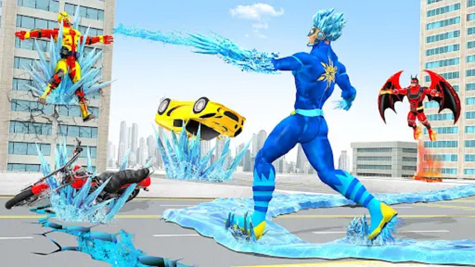 اسکرین شات 1 برنامه Flying Ice hero Robot: Speed Hero Robot Games