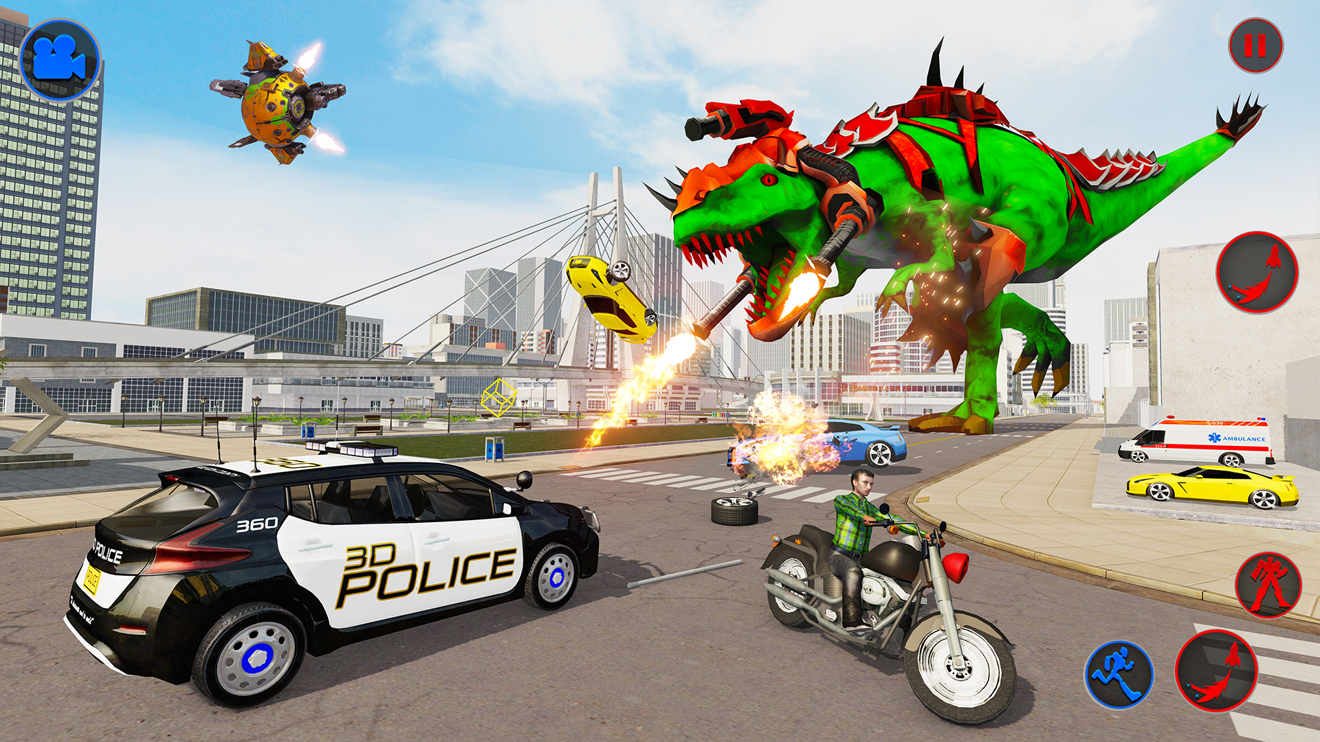 اسکرین شات 2 برنامه Flying Dino Robot Car Games