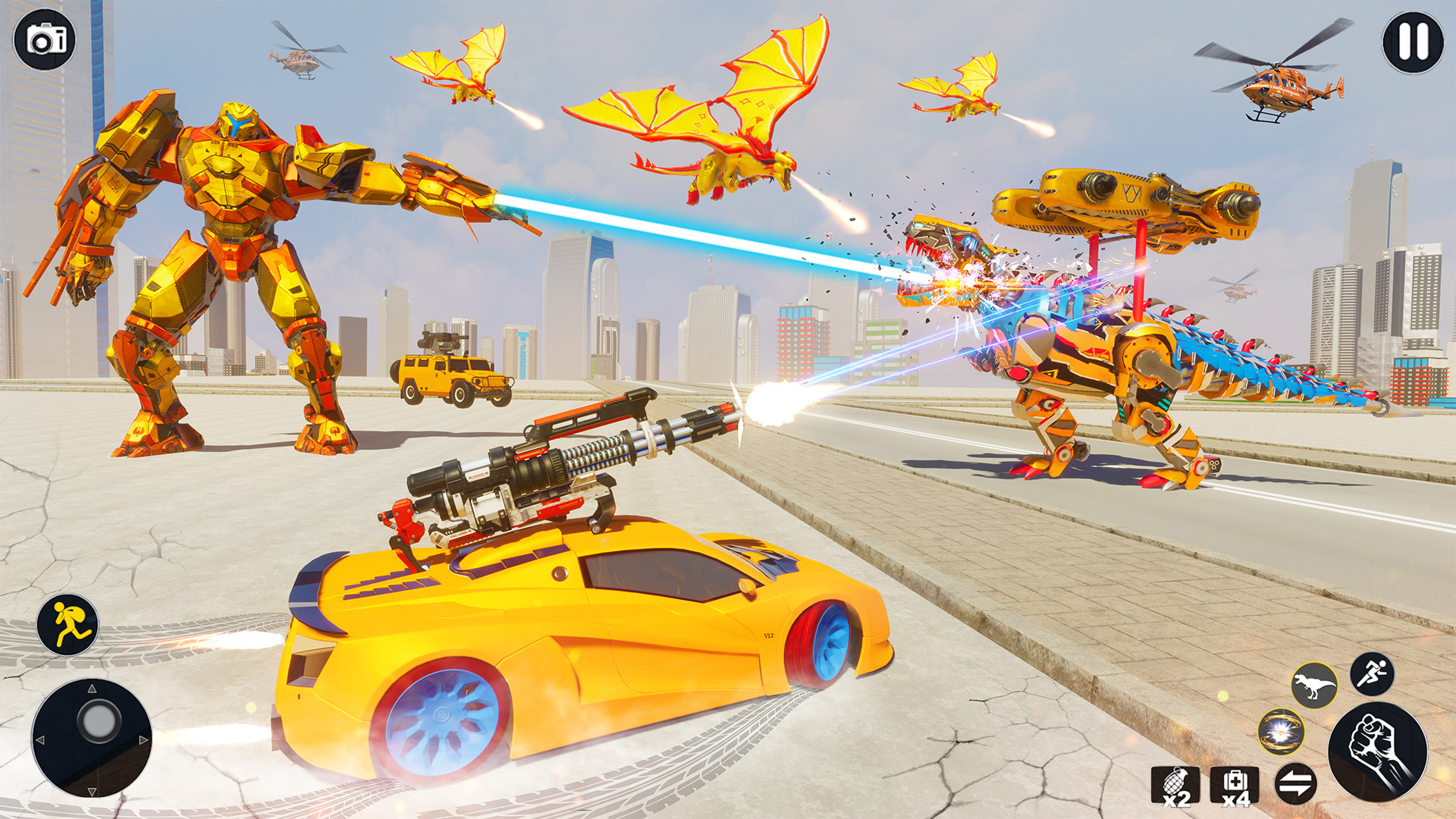 اسکرین شات 6 برنامه Flying Dino Robot Car Games