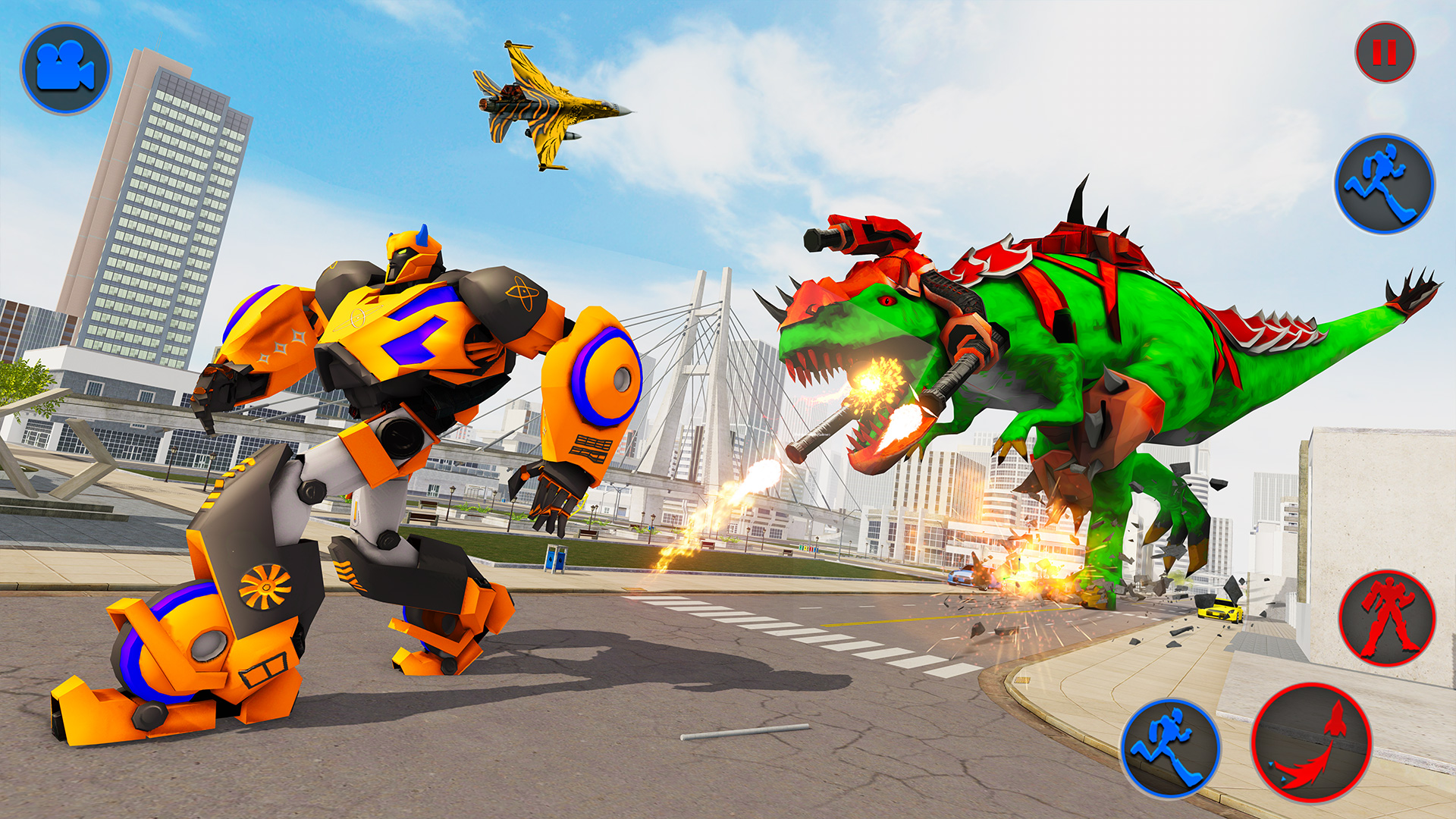 اسکرین شات 3 برنامه Flying Dino Robot Car Games