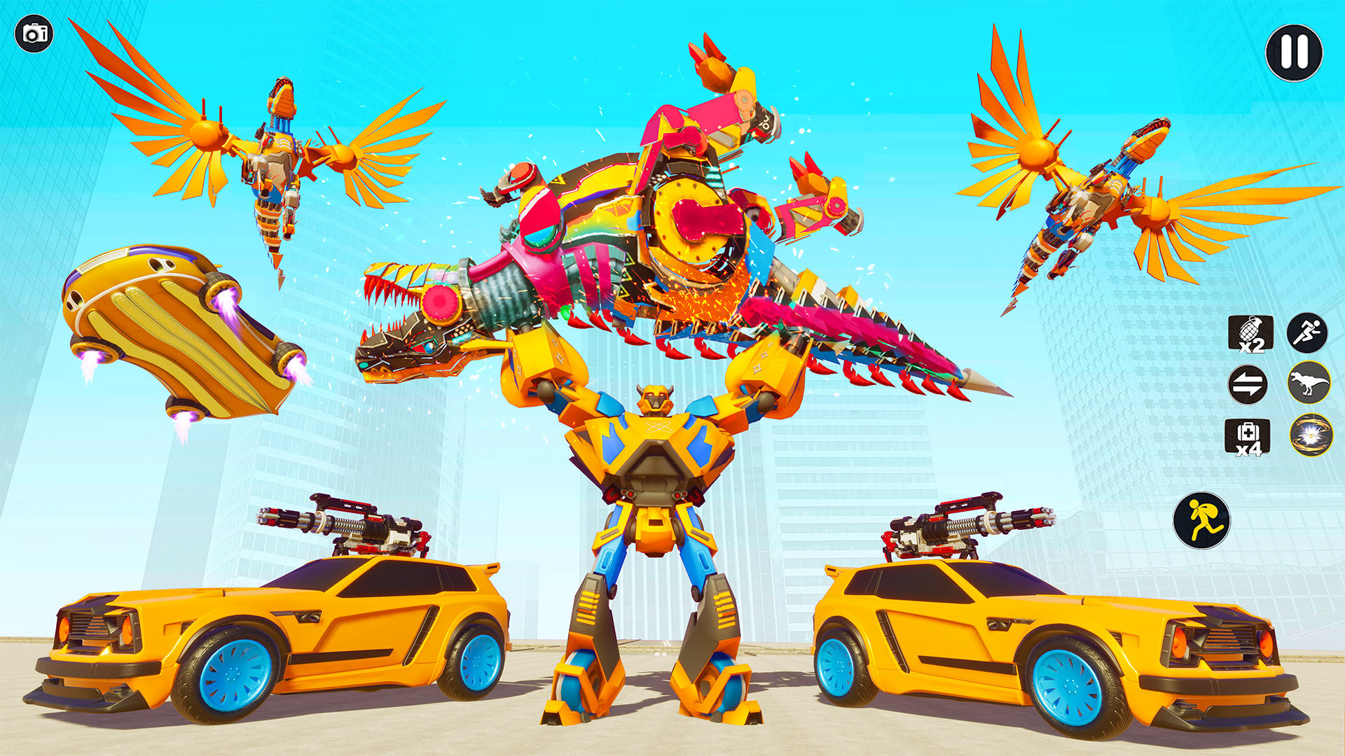 اسکرین شات 7 برنامه Flying Dino Robot Car Games