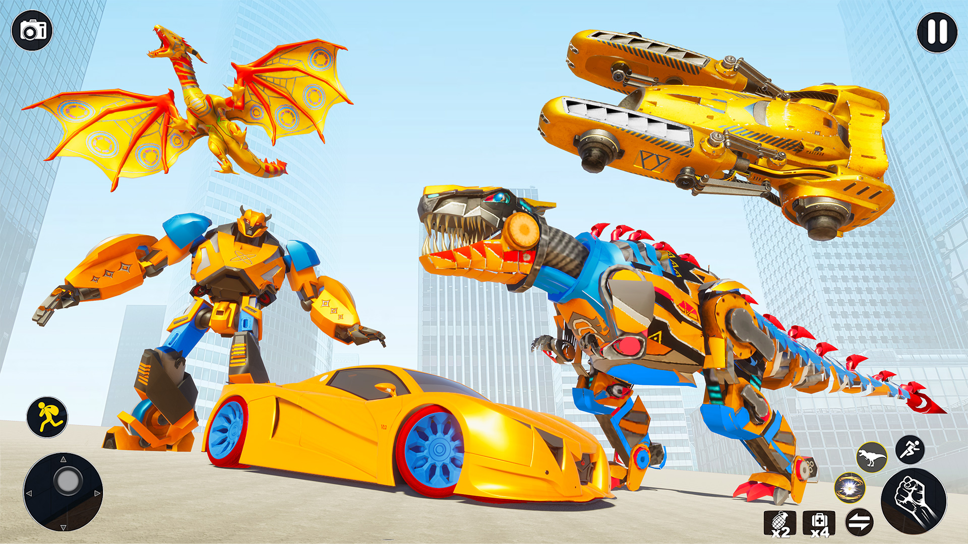 اسکرین شات 5 برنامه Flying Dino Robot Car Games