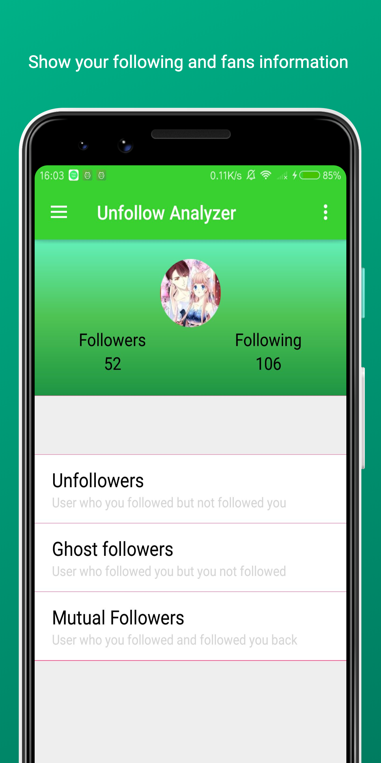 اسکرین شات 2 برنامه Unfollow Analyzer - Unfollower