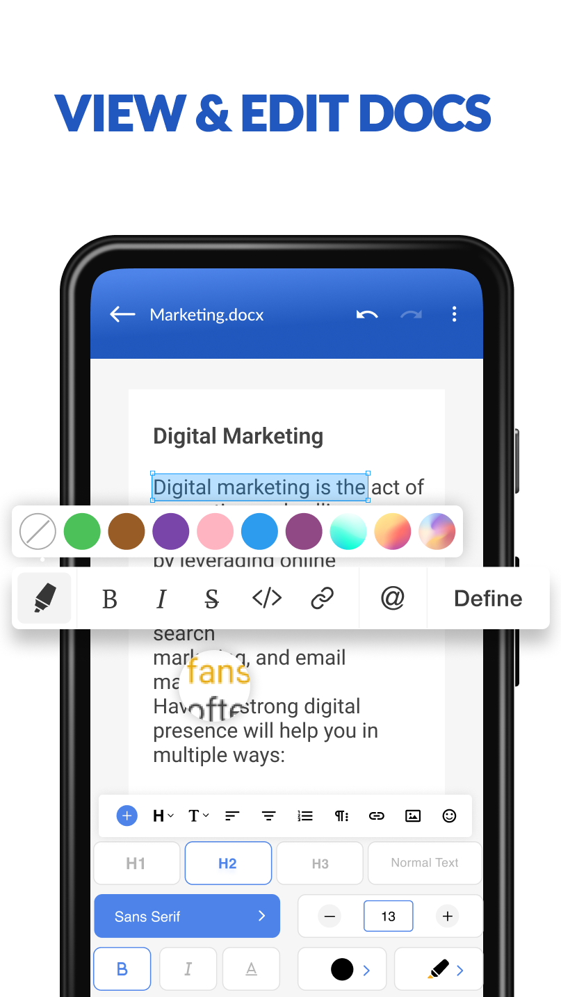 اسکرین شات 2 برنامه DOCX Editor: PDF, DOC, XLSX