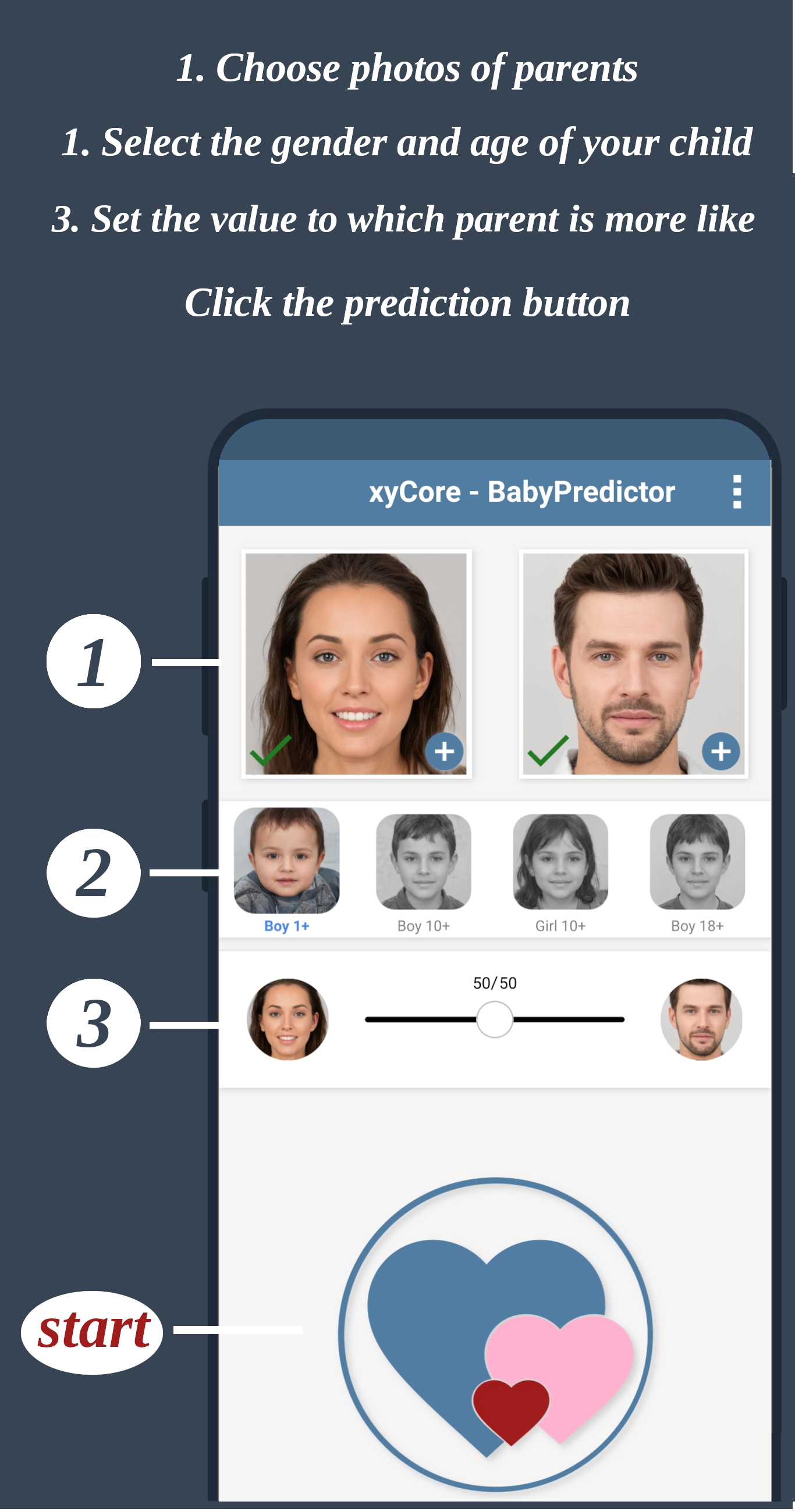 اسکرین شات 1 برنامه BabyPredictor: Baby Generator